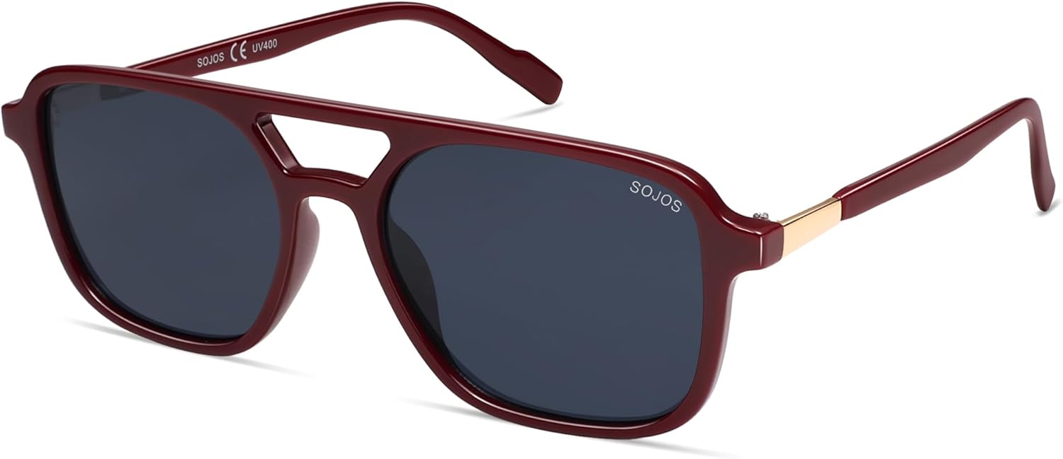 SOJOS Retro Aviator Sunglasses for Women Men,Trendy Rectangle Womens Mens Shades Sun Glasses SJ2202