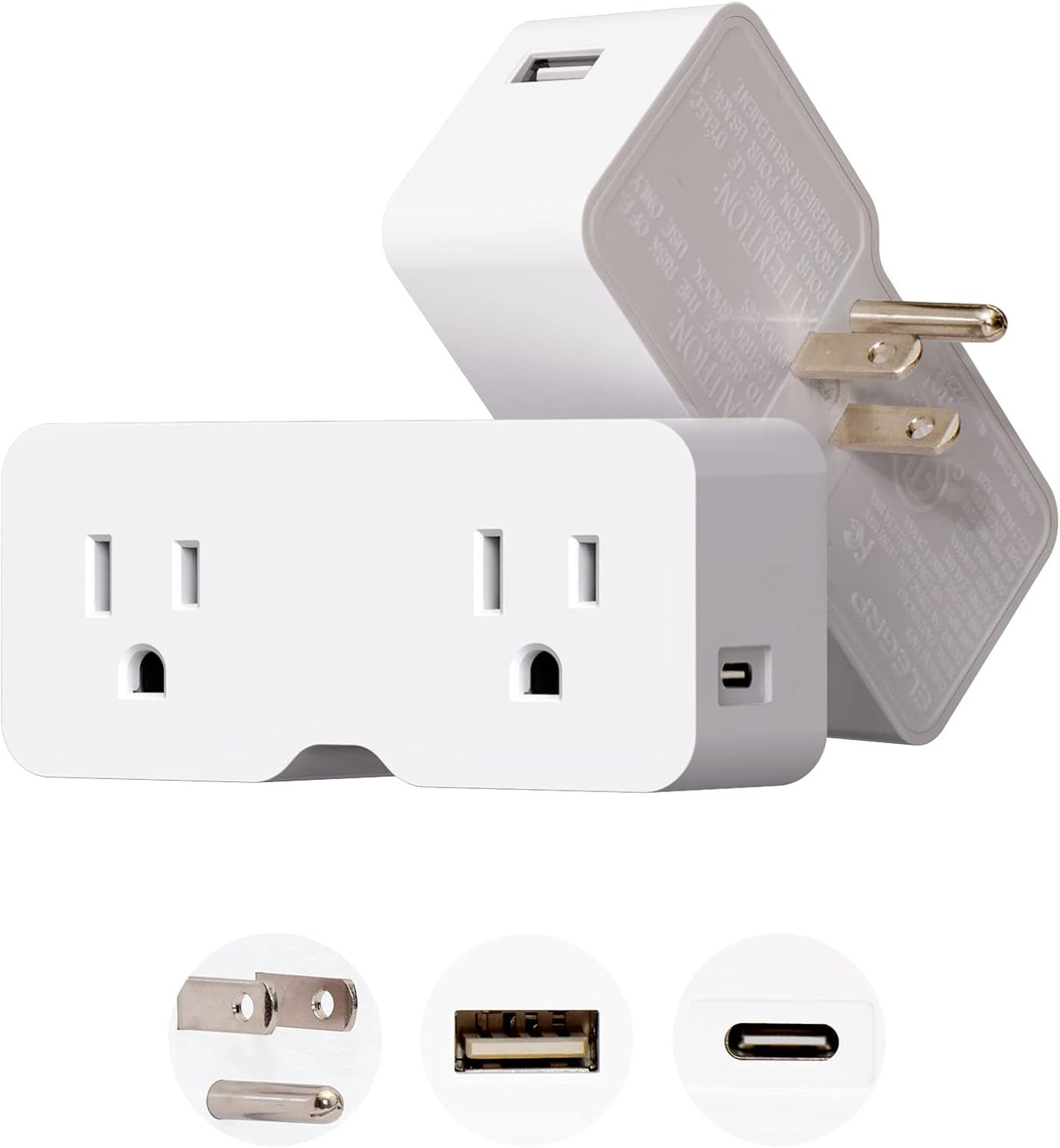 ELEGRP USB Wall Outlet Extender, Multi Plug Outlet Splitter with USB C and USB A Ports 21W, Electrical Outlet Extender Wal...