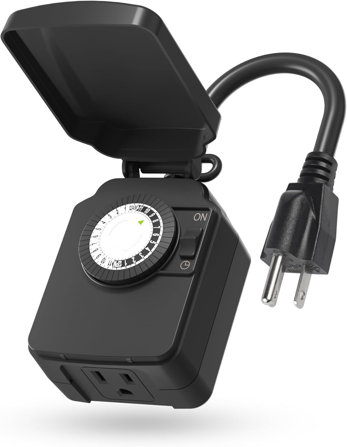 BN-LINK 24-Hour Mechanical Outdoor Light Timer, Waterproof, Heavy Duty, 15A 1/2HP, 1 Grounded Timer Outlet for Home and Ga...