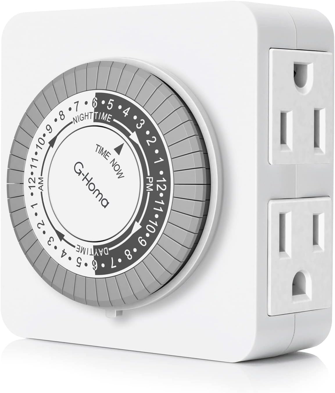G-Homa Timer Outlet Electric Indoor with 2 Grounded Outlet,Plug-in 24-Hour Mechanical Timers,Daily On/Off Cycle,Energy Sav...