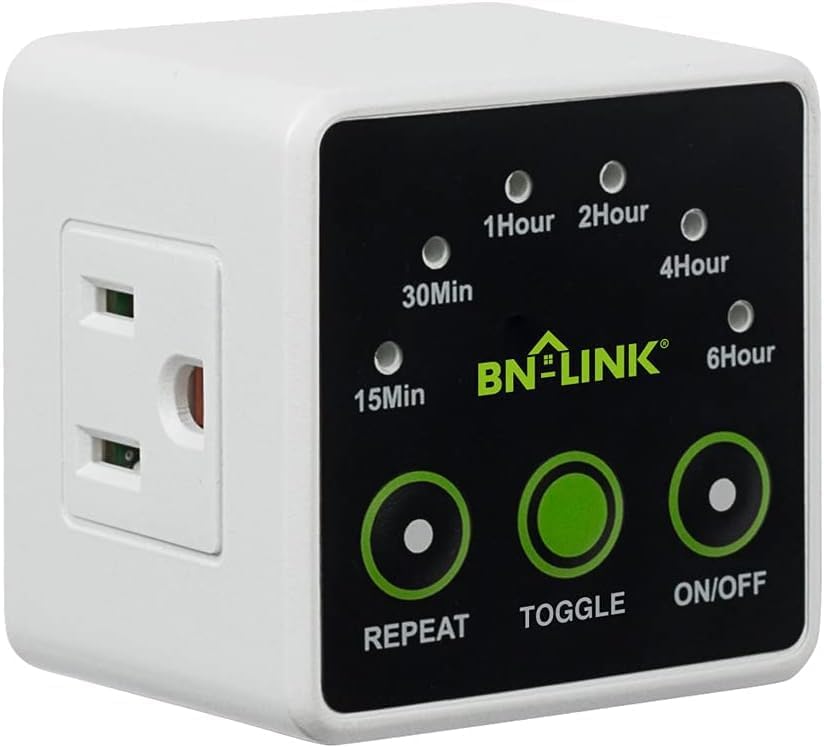 BN-LINK Smart Digital Countdown Timer, Repeat Cycle Timer with 3-Prong Grounded Outlet for Lamps, Light and Home Appliance...