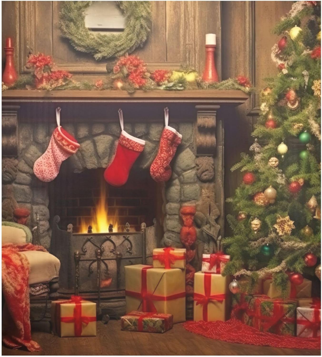 xigua Christmas Snowflake Town Dishwasher Magnet Cover, Anti-scratch Decorative Magnetic Stickers for Fridge Dishwasher Pa...