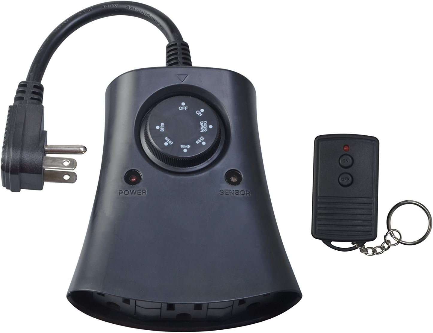 Woods 59746 Outdoor 24-Hour Photoelectric Timer w/Wireless Remote Control & 3-Outlet, Black by Woods