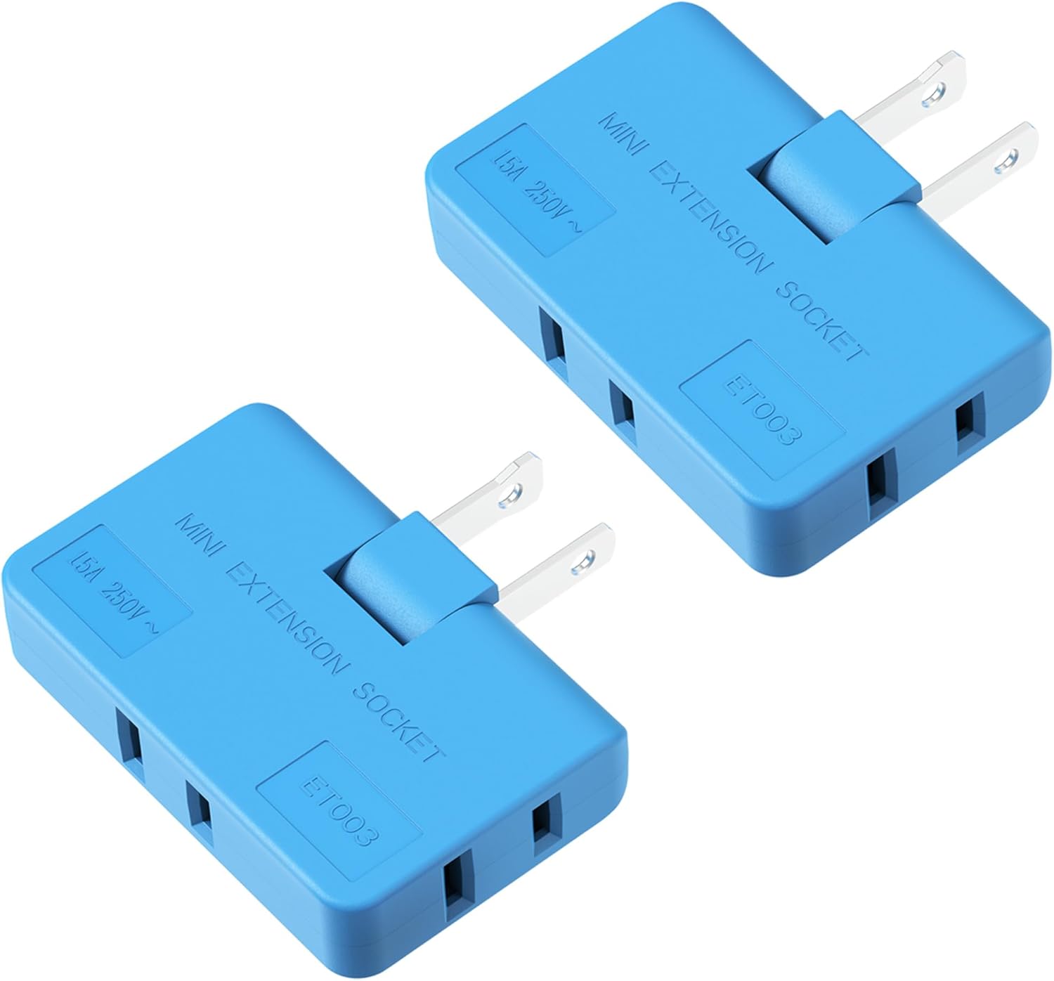 ETwinCoo 3 Way Flat Wall Outlet Extender Safe AC Adapter - 2-Prong Swivel Mini Indoor Wall Tap Plug, Outlet Splitter (Quic...