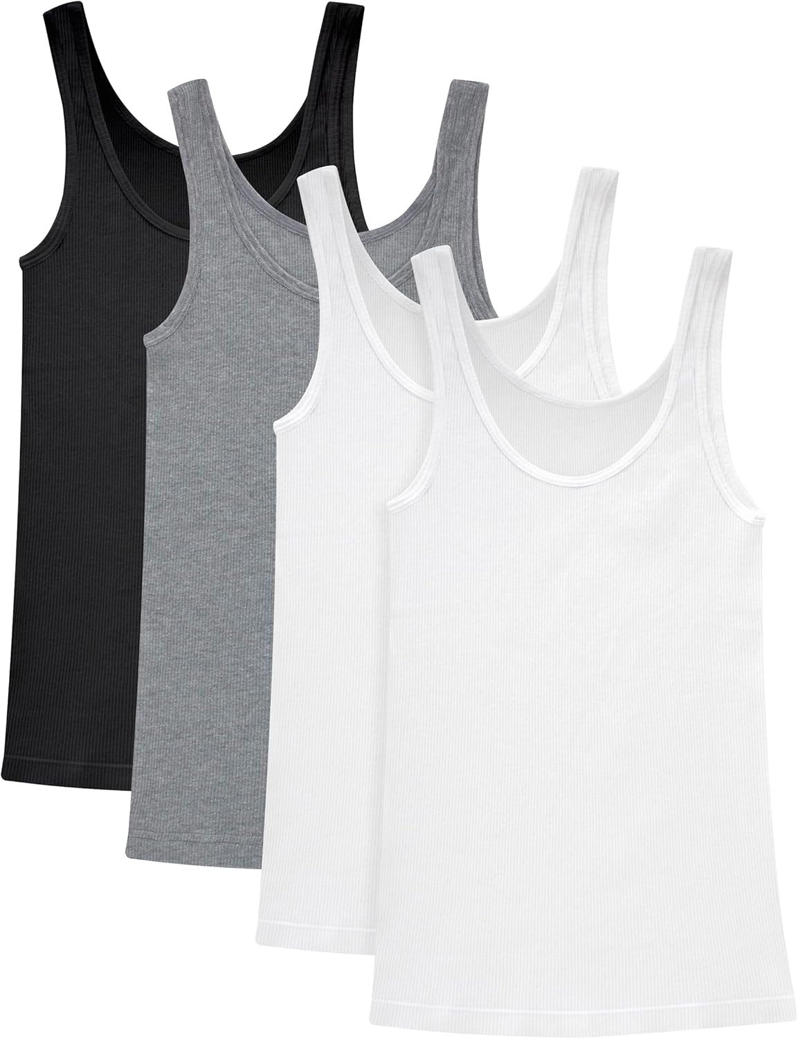 Hanes Originals Pack, Soft Cotton Rib Tank Tops for Women, 4-Pack