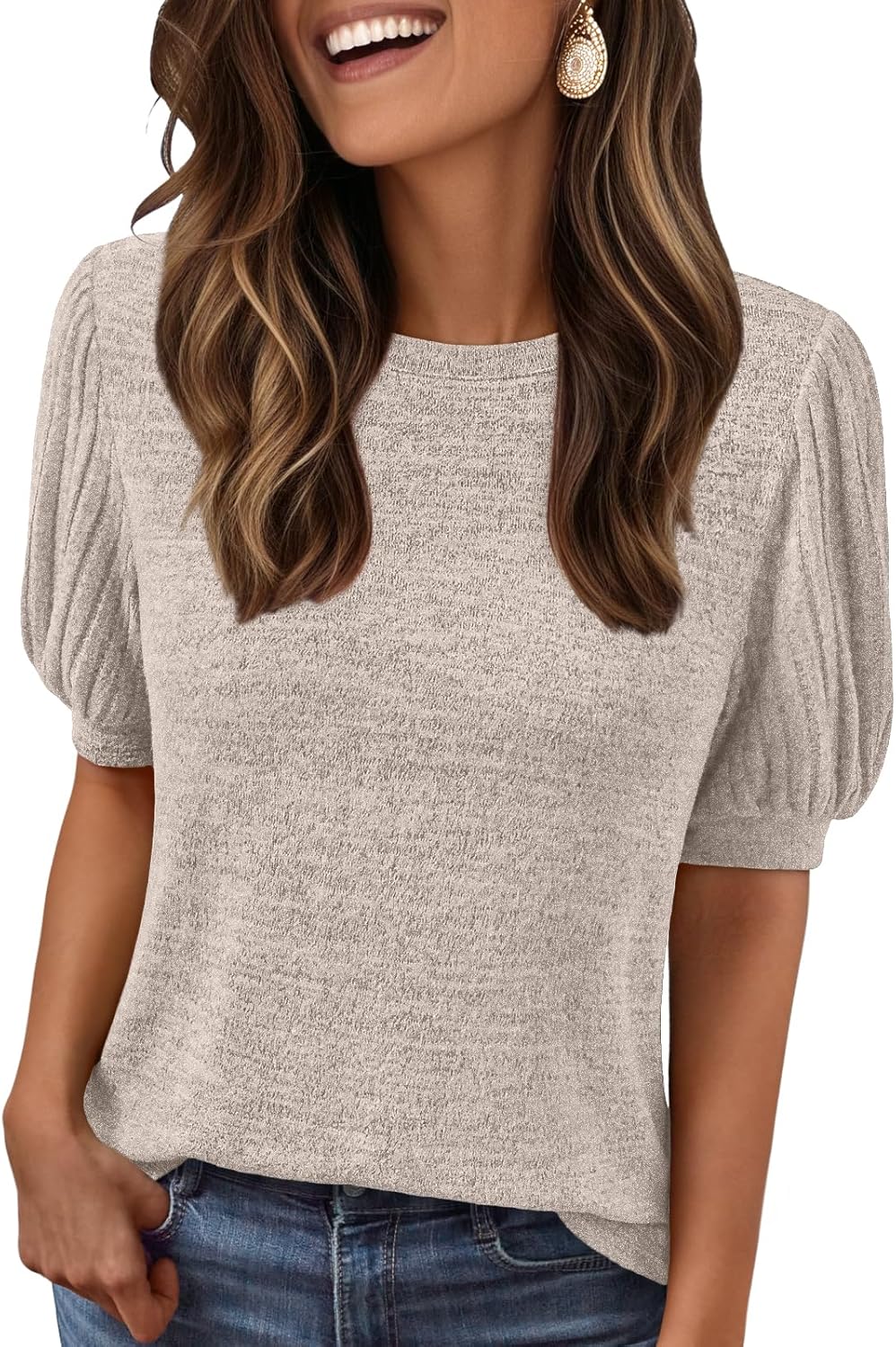 LILLUSORY Womens 2025 Summer Sweater Top Short Sleeve Blouses Dressy Casual Shirts Business Tops Cute Vacation Tunic