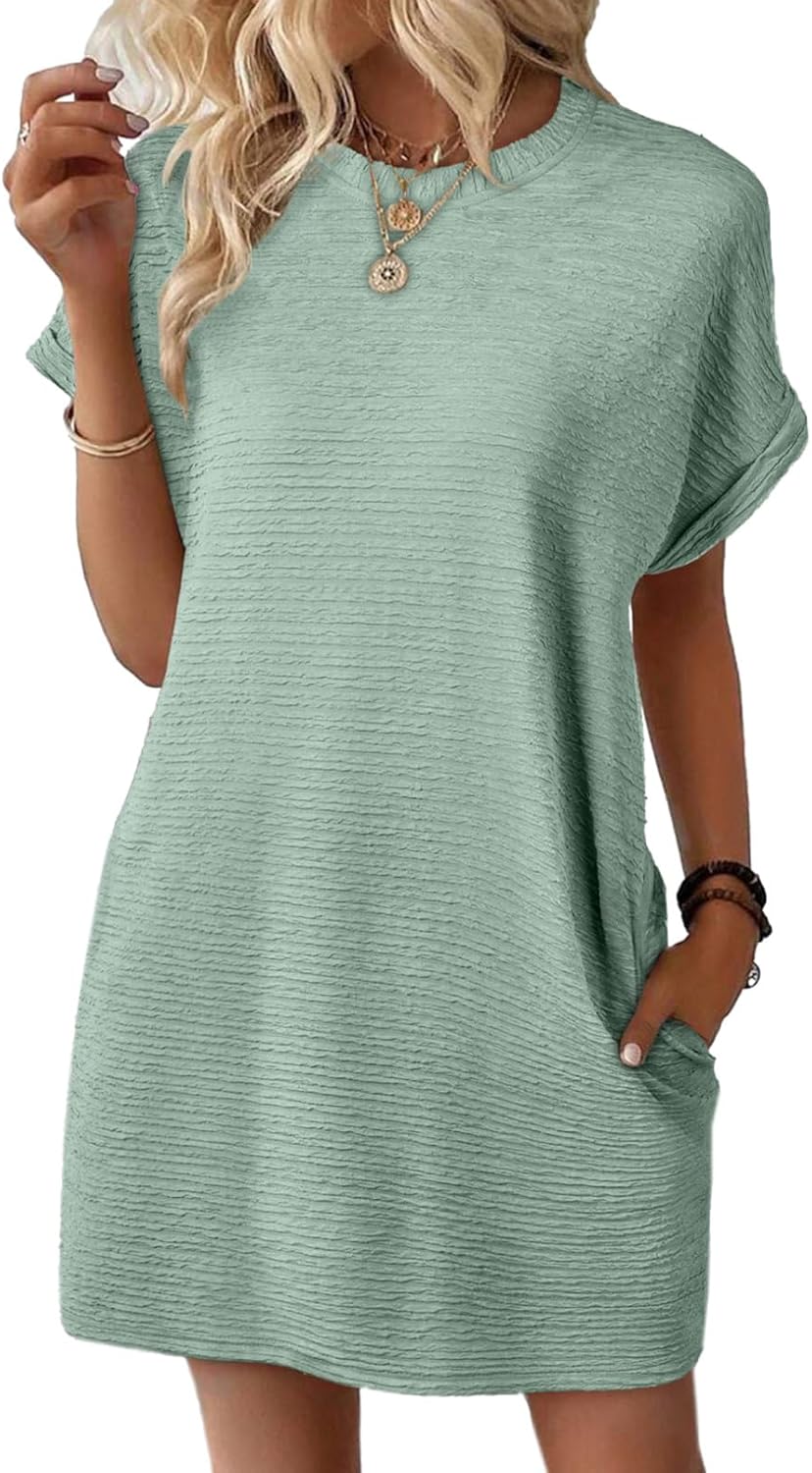 EVALESS Womens Summer Dresses Fashion 2025 Short Sleeve Spring Mini Dress Casual Beach Vacation Clothes Dresses