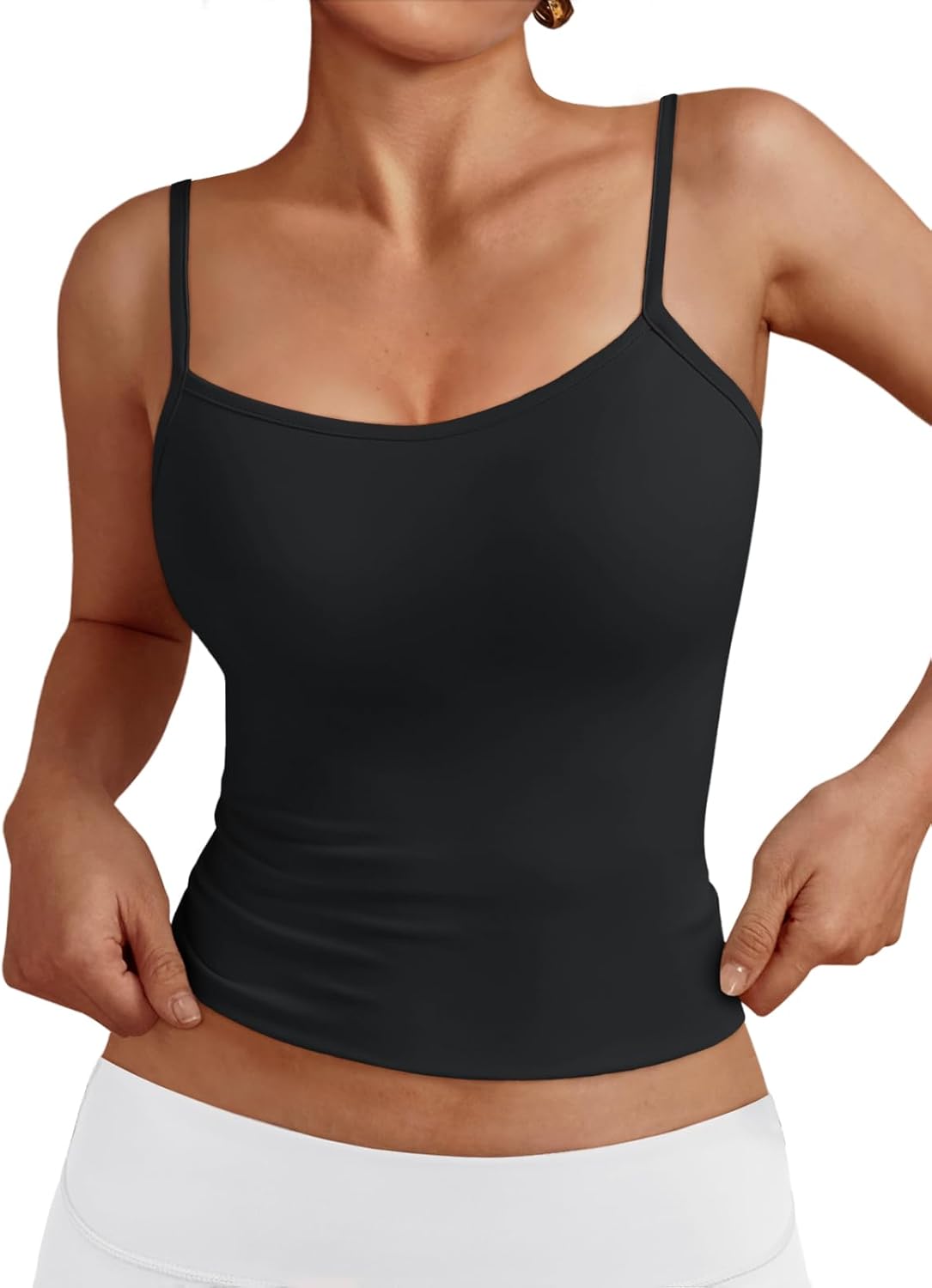 Trendy Queen Womens Adjustable Camisole Sleeveless Square Neck Spaghetti Strap Tank Tops Basic Shirt