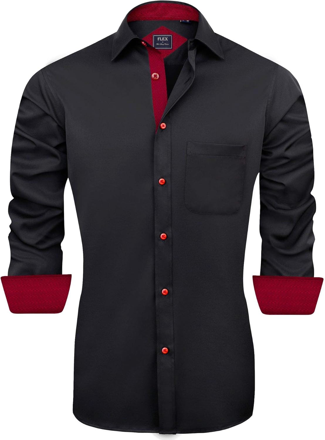 J.VER Men's Casual Long Sleeve Stretch Dress Shirt Wrinkle-Free Regular Fit Button Down Shirts