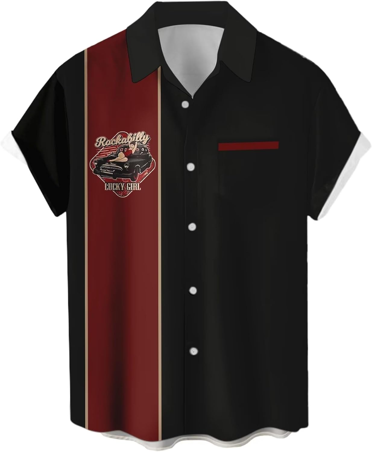 Men's Short Sleeve Button Up Hawaiian Shirt 1950s Vintage Bowling Shirts