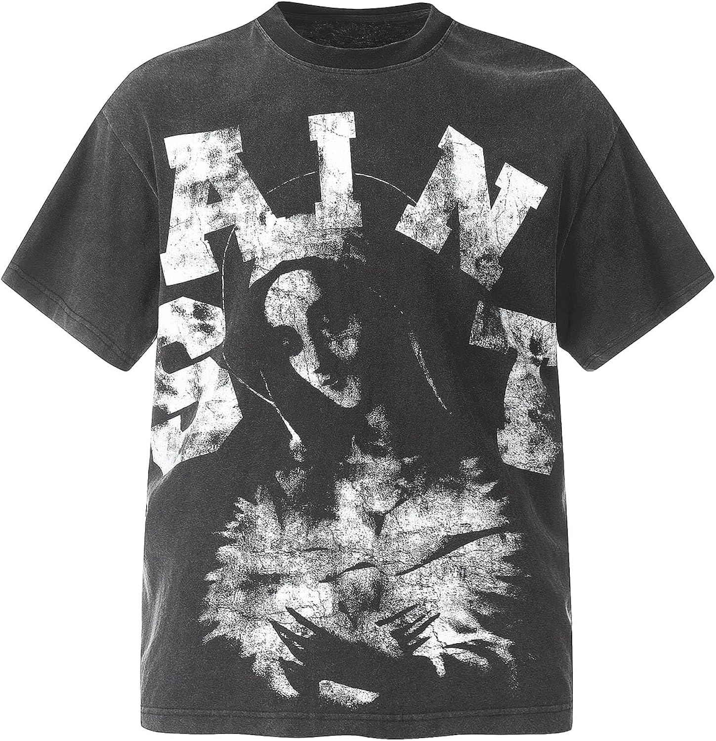 Men's Hip Hop Vintage Graphic Print Cotton T-Shirt Fashion Special Design Crewneck Rapper Short Sleeve Tops