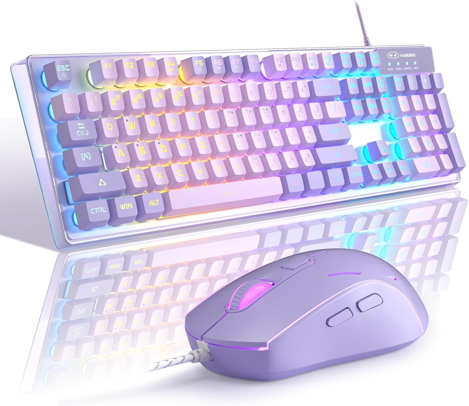 Gaming Keyboard and Mouse Combo, K1 RGB LED Backlit Keyboard with 104 Keys Computer PC Gaming Keyboard for PC/Laptop (Pink)