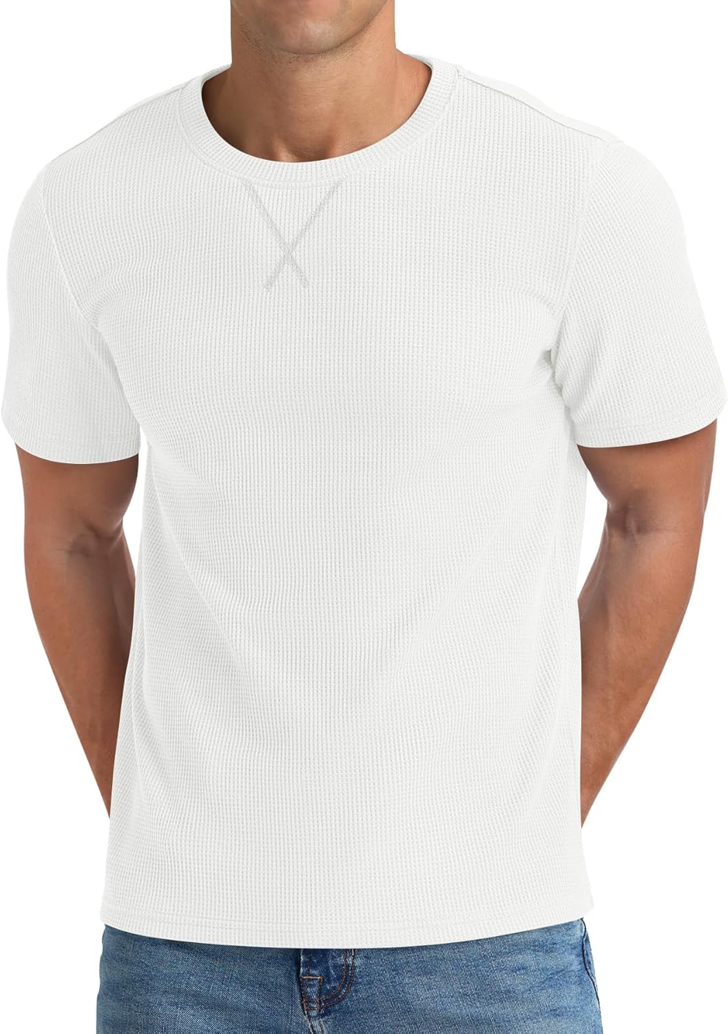 NITAGUT Mens Casual T-Shirt Waffle Crewneck Hipster Short Sleeve Shirts