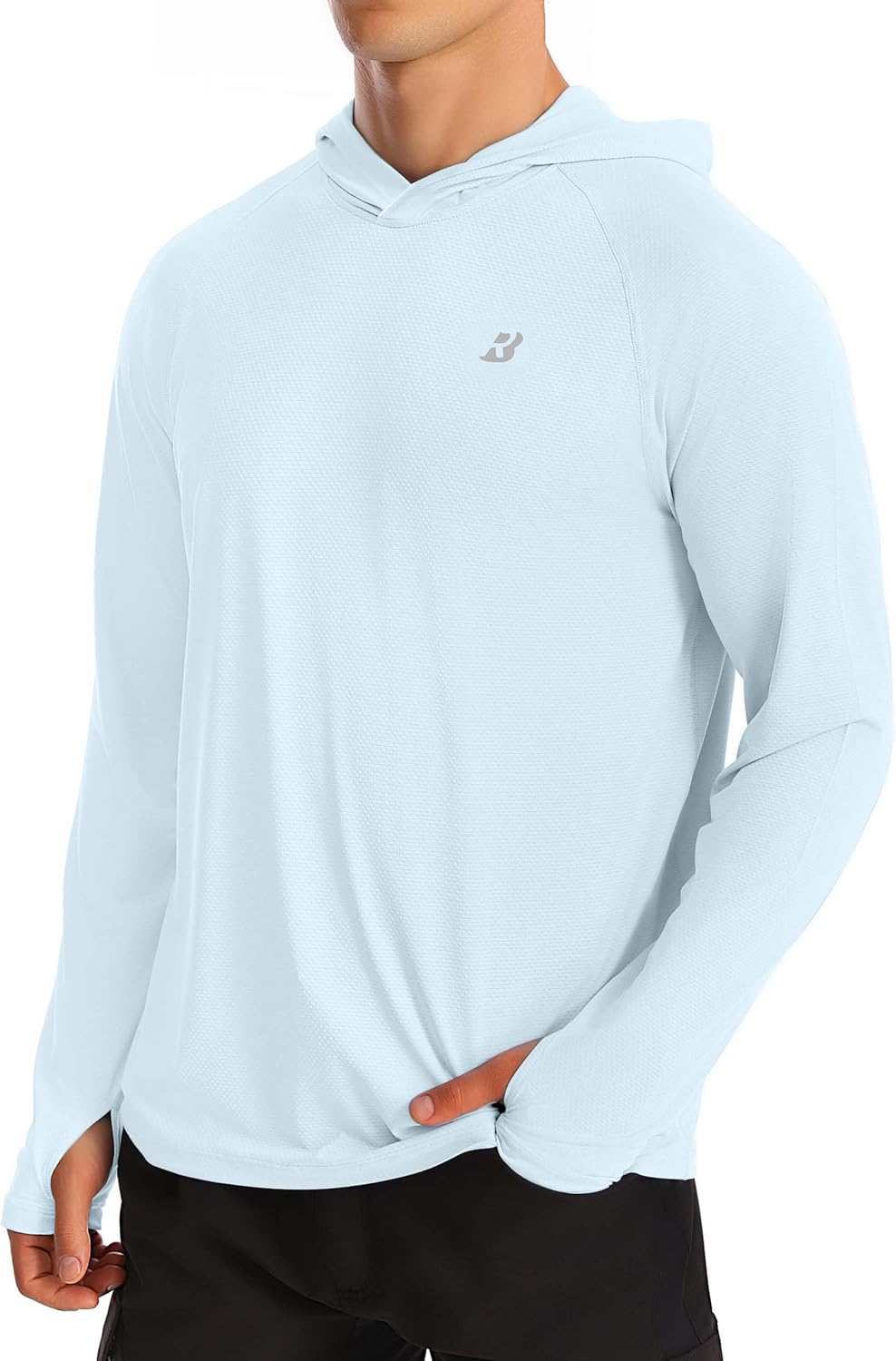 Roadbox UPF 50+ Fishing Shirts for Men, Long Sleeve UV Protection Sun Hoodie, Swim Rash Guard for Hiking Running Workout