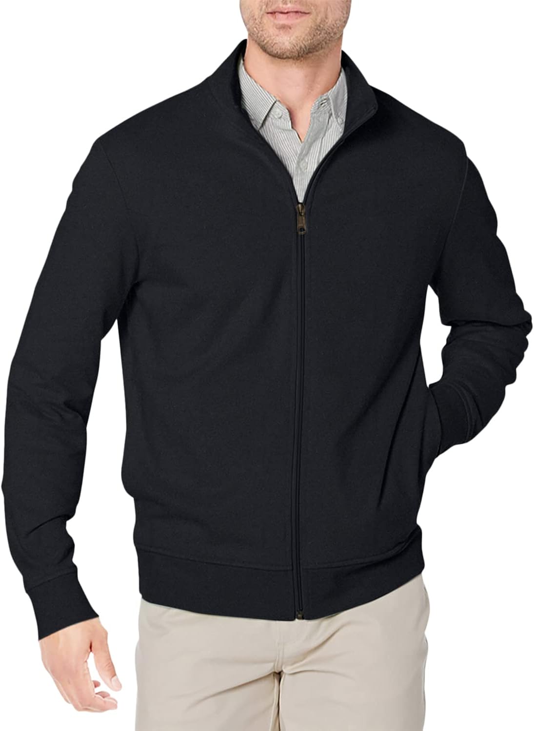Amazon Essentials Men's Zip Up Sweatshirt, Lightweight French Terry, Mock Neck