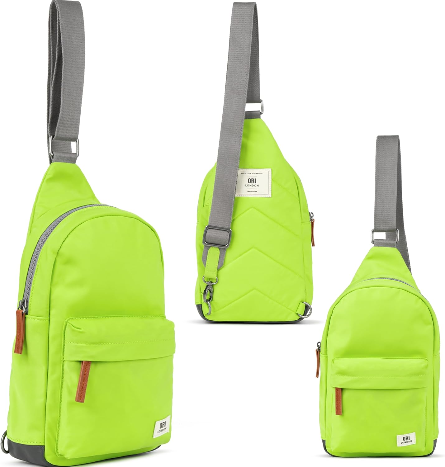 ORI LONDON Crossbody Bag - Large Nylon Travel Sling Bag for Women & Men with Chunky Zippers - The Willesden