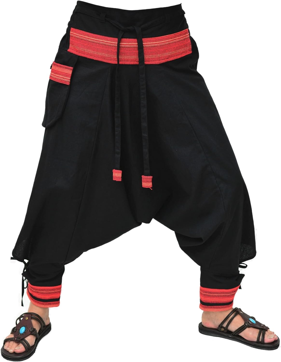 Siamrose Japanese Style Samurai Yoga Ninja Harem Pants Men Women Lounge Trousers, One Size, Elastic Waist