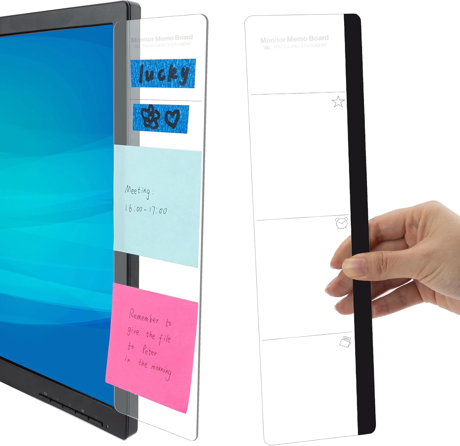 MDOZQ Office Desk Accessories 2pcs Computer Monitor Memo Board Message Board Supplies for Women Men Sticky Note Holder Hom...