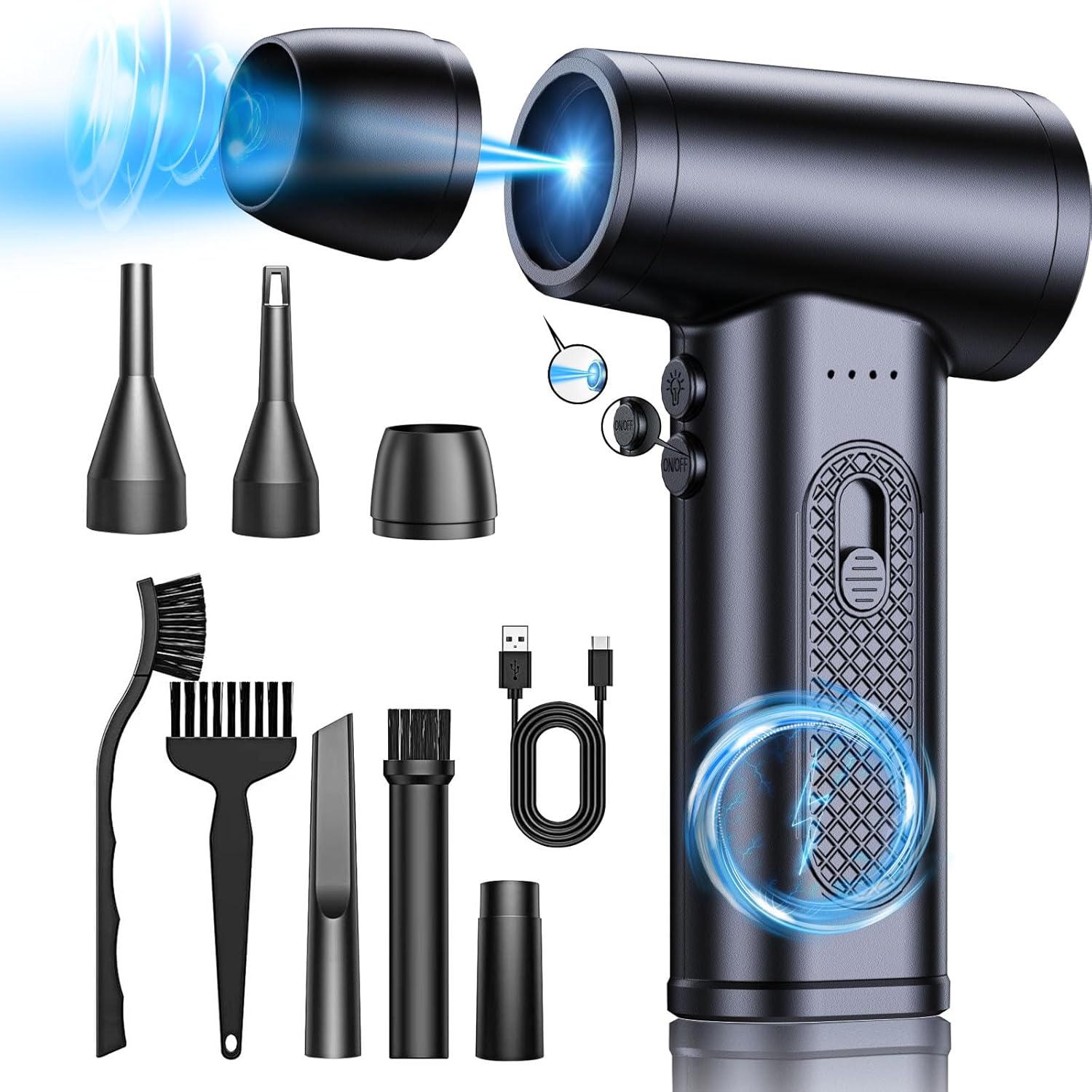 Compressed Air Duster, Stepless Adjustable 100,000 RPM Keyboard Cleaner, Replace Compressed air can, Computer Accessories ...