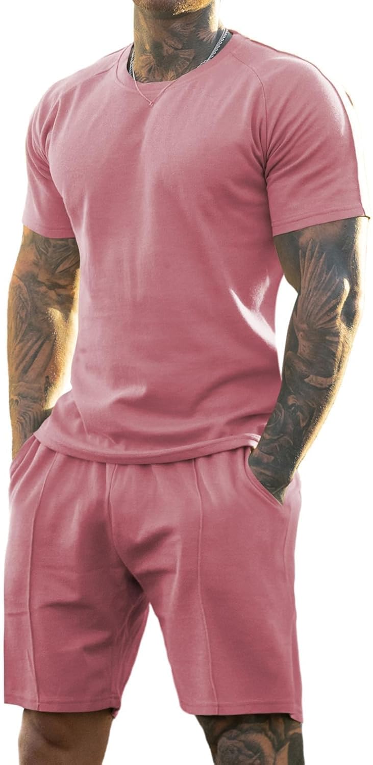 GINGTTO Mens Short Sets 2 Piece Outfits Fashion Summer Tracksuits Casual Set