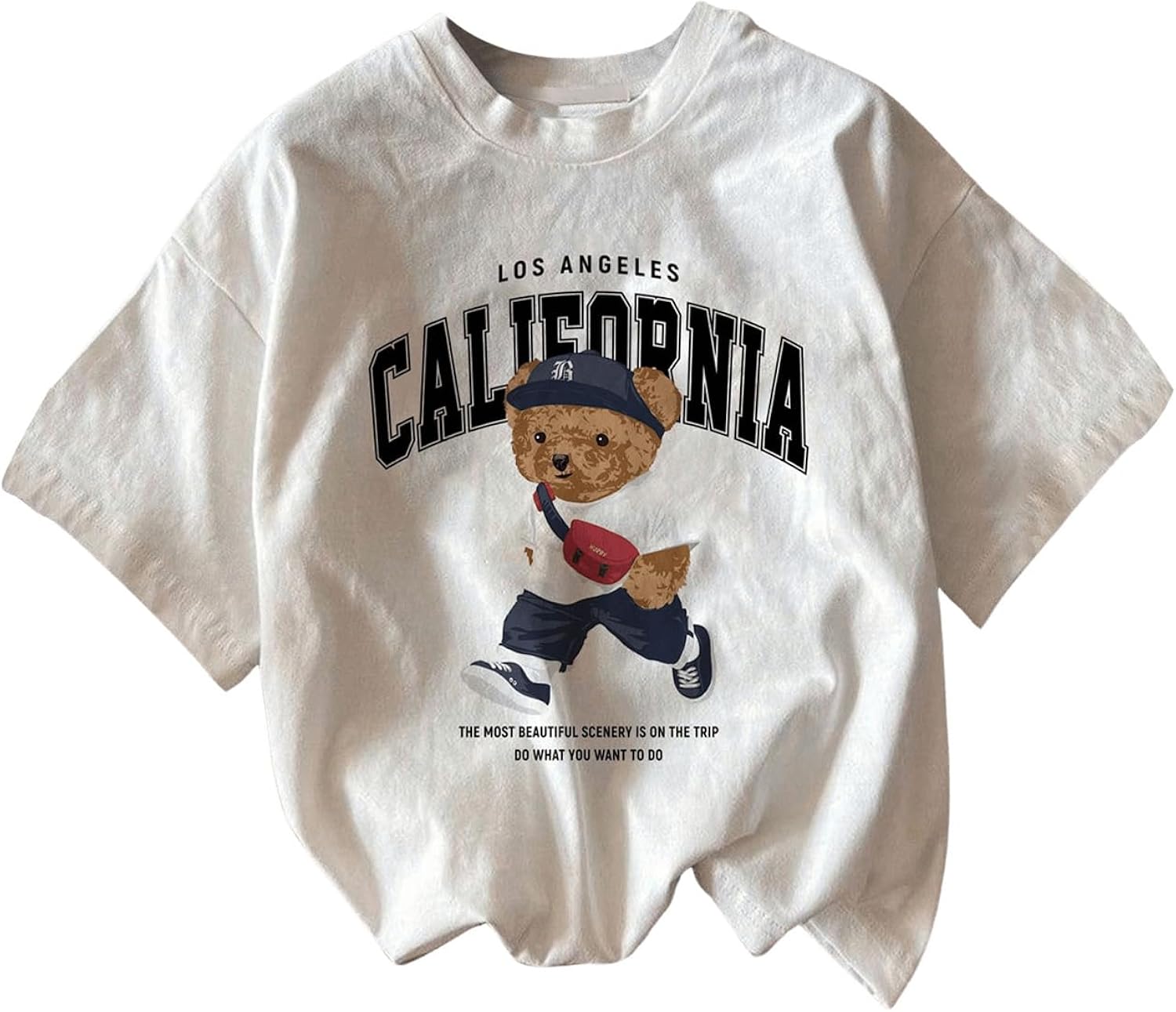 RoseSeek Men's Graphic Letter Print Tees Crewneck Short Sleeve Baggy Drop Shoulder Vintage T Shirts Streetwear