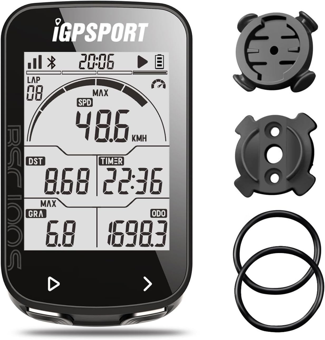 iGPSPORT BSC100S GPS Bike Computer Wireless, 2.6'' LCD Display 40H Rechargeable Waterproof Cycling Computer Bluetooth ANT+