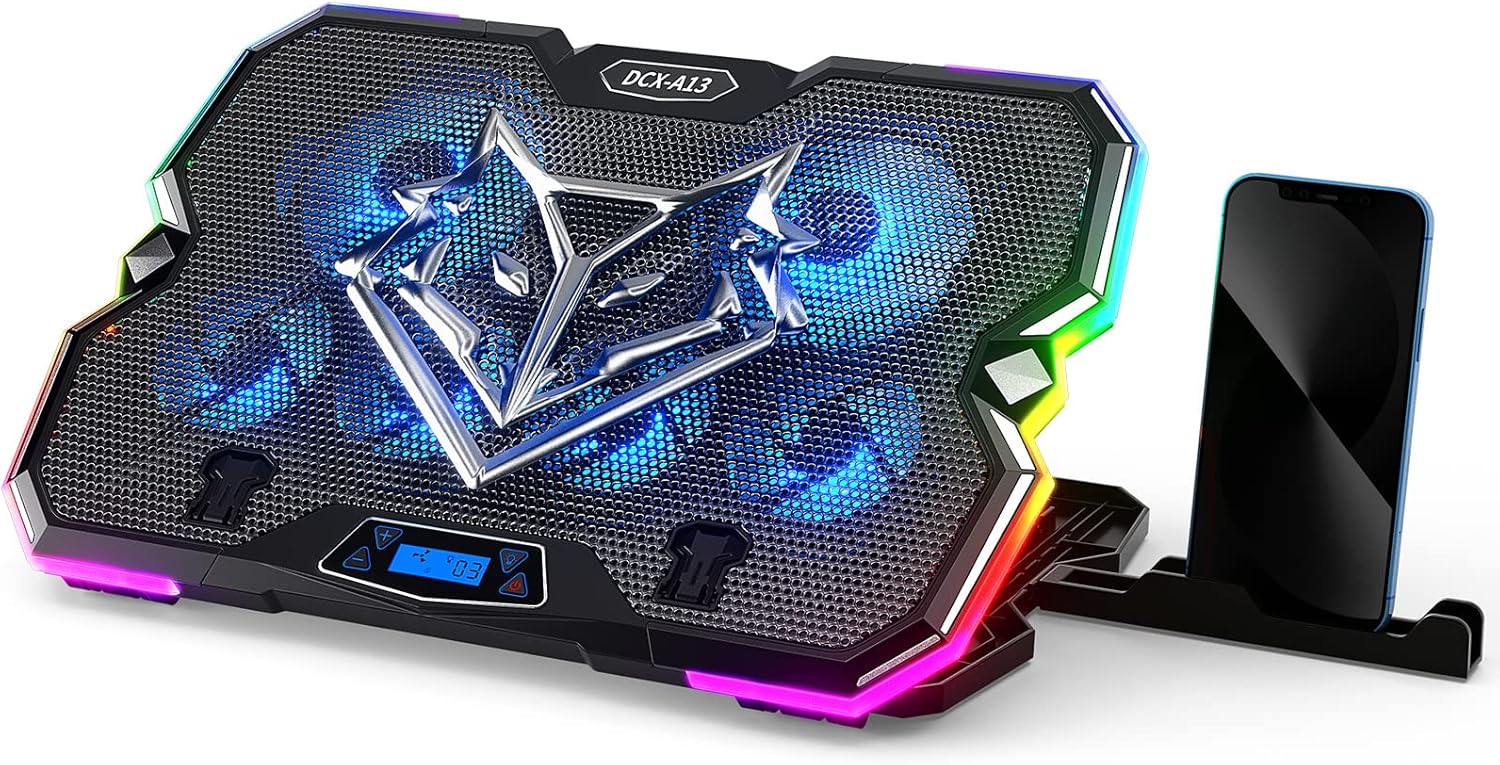 KeiBn Upgraded Gaming Laptop Cooler Pad with 9 Quiet RGB Fans, Cooling Pad for 15.6-17.3 Inch Laptops with 7 Height Stand...