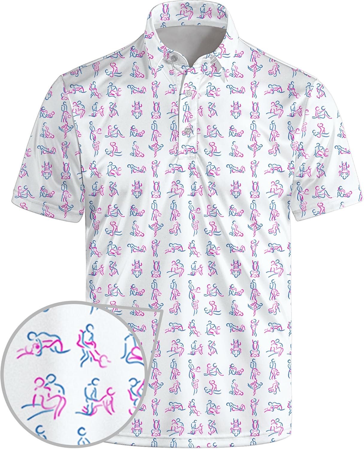 Golf Polo Shirts for Men Funny Print Short Sleeve Golf Shirts Performance Golf Polos