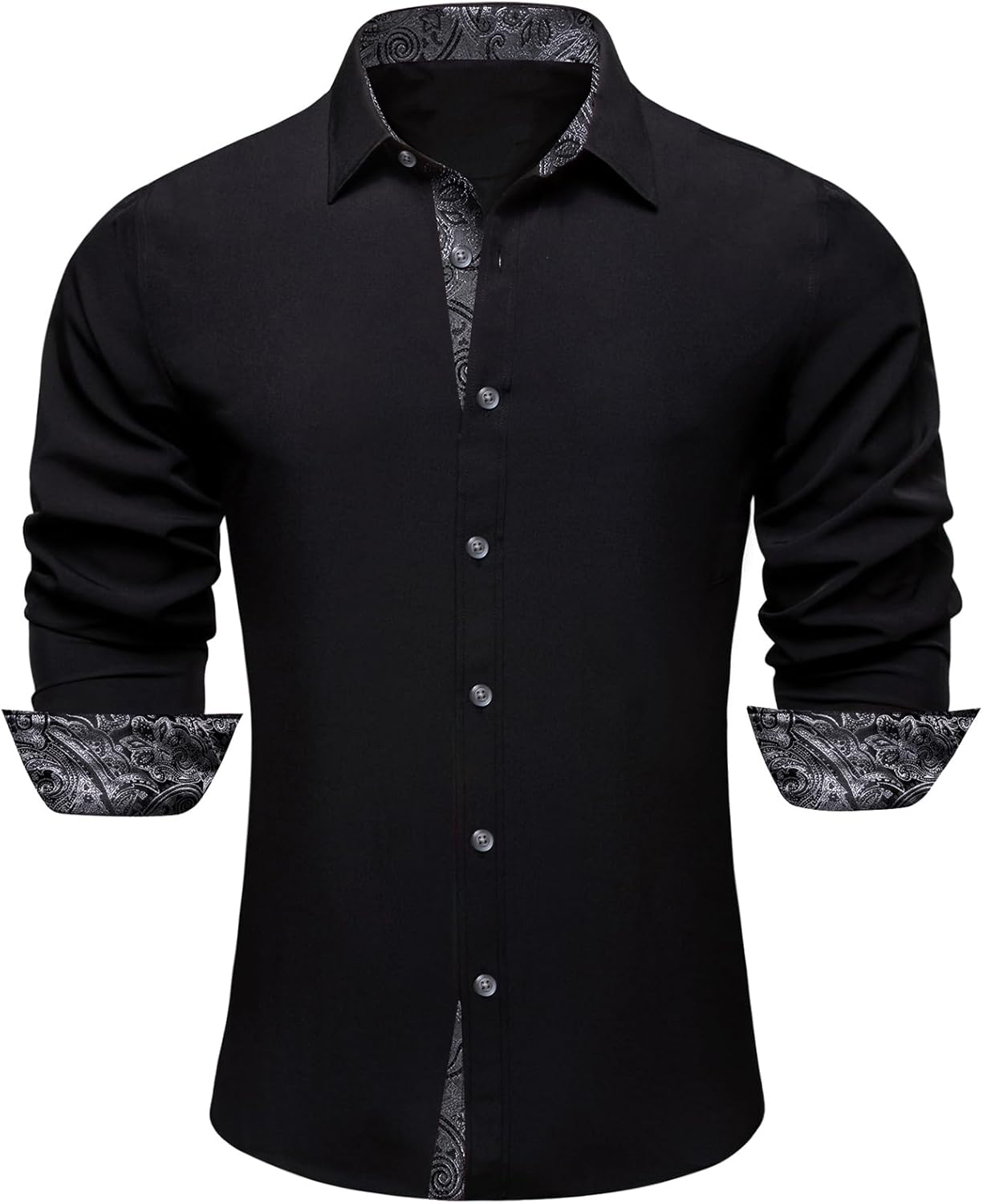 YOHOWA Mens Dress Shirts Business Button Down Long Sleeve Casual Collar Cuff Contrast Formal Shirts Wedding Party Casual Prom