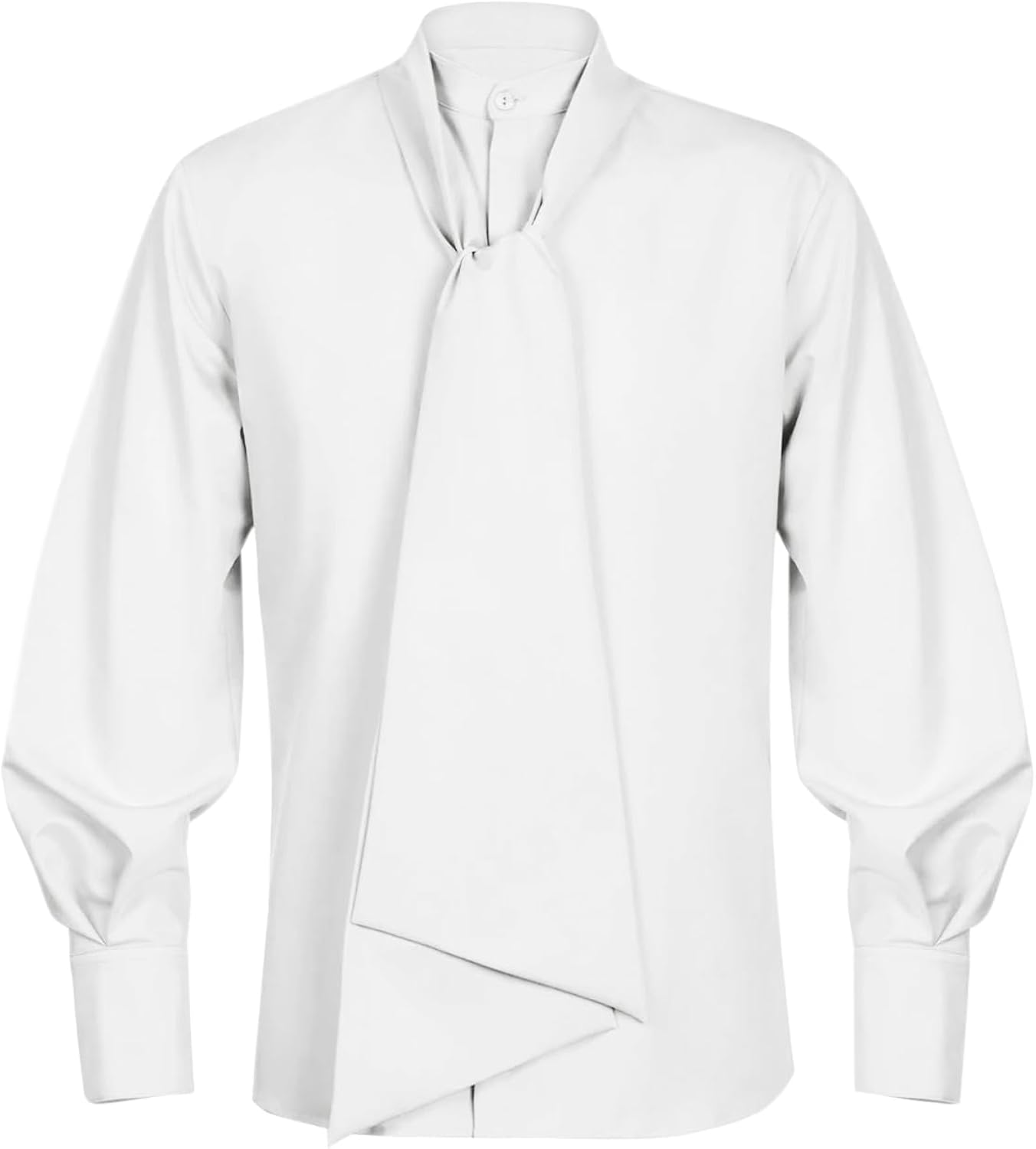 Bbalizko Mens Long Sleeve Button Down Tuxedo Shirts Casual Banded Collar Prom Wedding Party Pirate Victorian Shirt with Tie