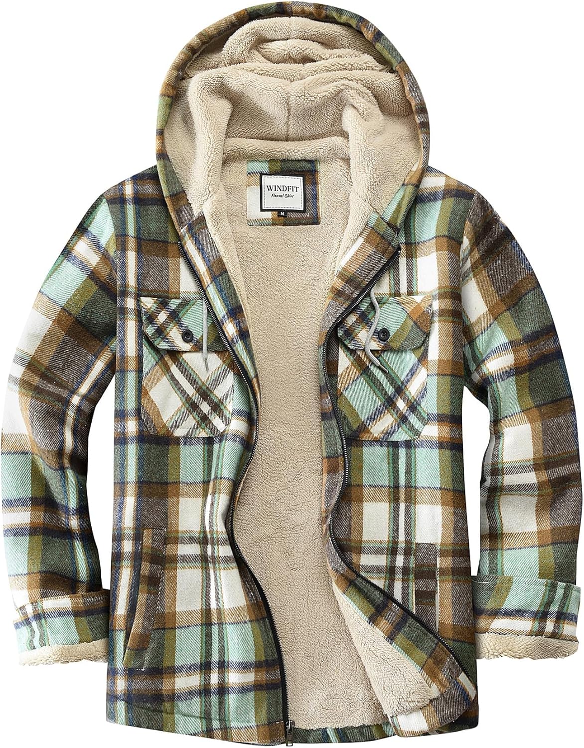 WINDFIT Women's Full Zip Fleece Flannel Jacket Plaid Sherpa Lined Jacket for Women