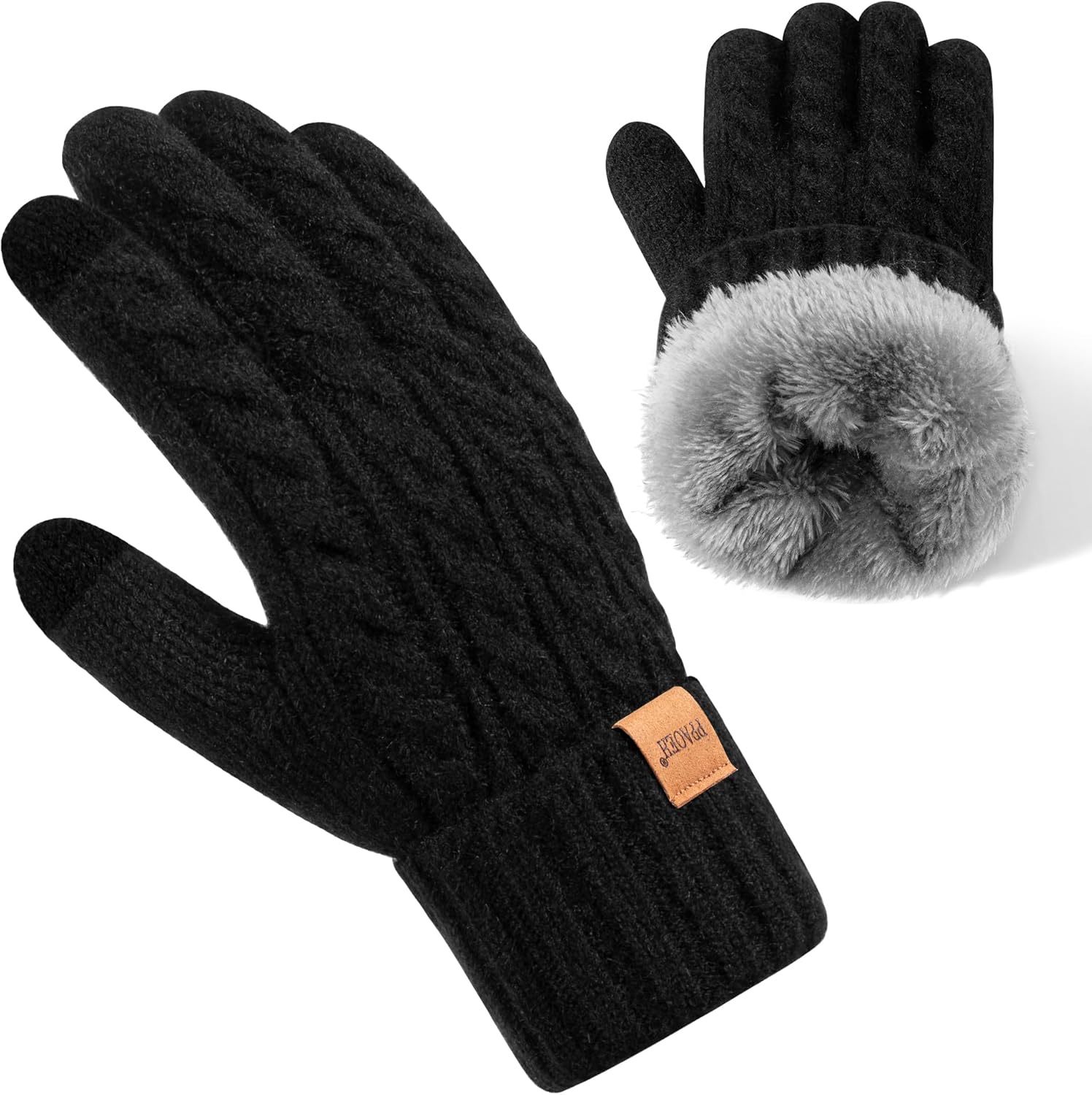 PPAOEH Winter Gloves for Women, Womens Gloves Cold Weather Thermal Warm Fleece Lined, Touchscreen Gloves for Christmas Gifts