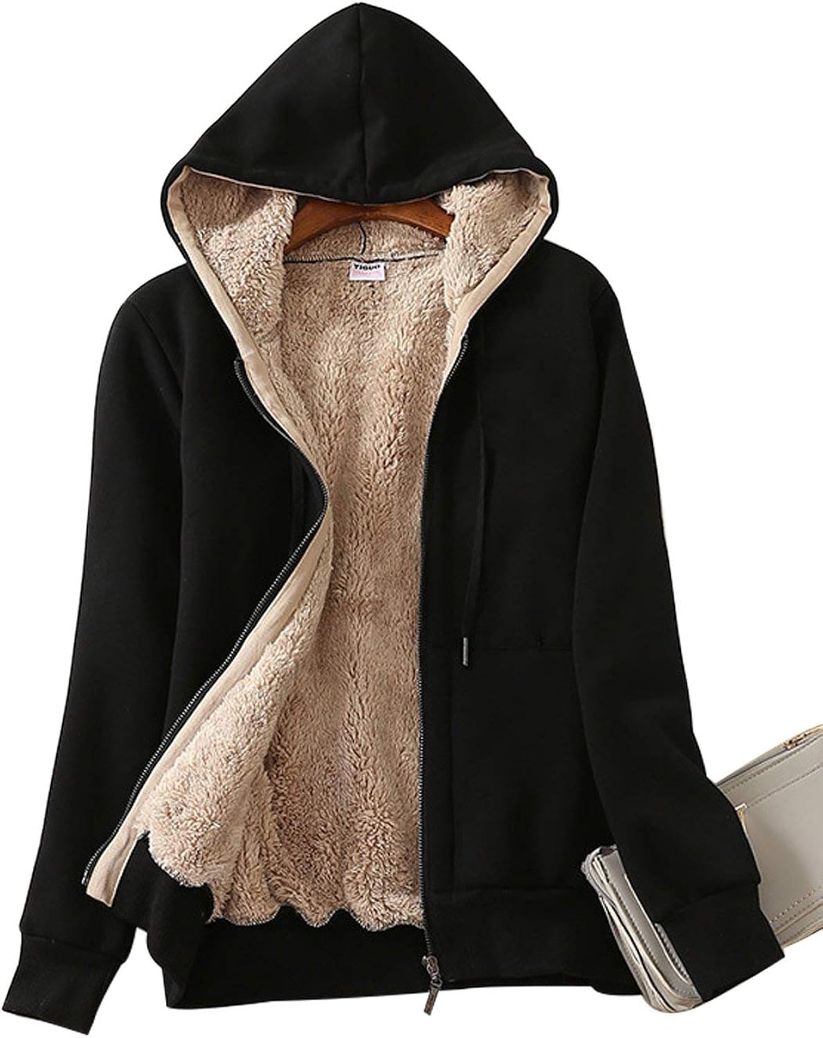 Yeokou Women's Casual Full Zip Up Sherpa Lined Hoodie Sweatshirt Jacket Coat