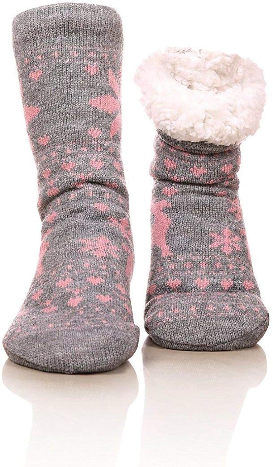 FRALOSHA Fuzzy Warm Slipper Socks Women Winter floor Socks Super Soft lined with Grippers reading Socks Cozy Sleeping Rein...
