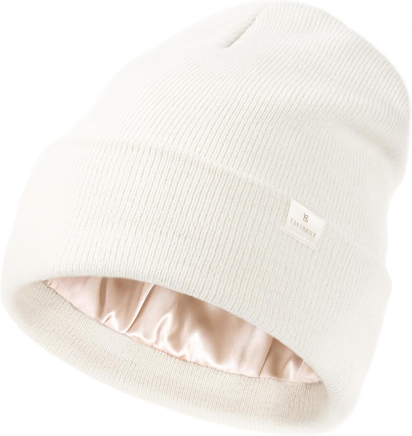 YANIBEST Satin Lined Beanie for Women Reduce Frizz Winter Hats for Women Men Silk Lining Soft Slouchy Warm Cuffed Less Static