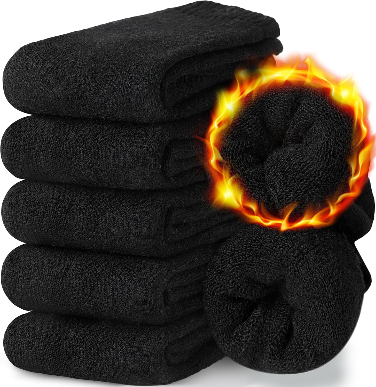 EBMORE 5 Pairs Women Merino Wool Boot Socks Warm Thermal Winter Thick Hiking Cozy Cabin Crew Comfy Socks for Ladies