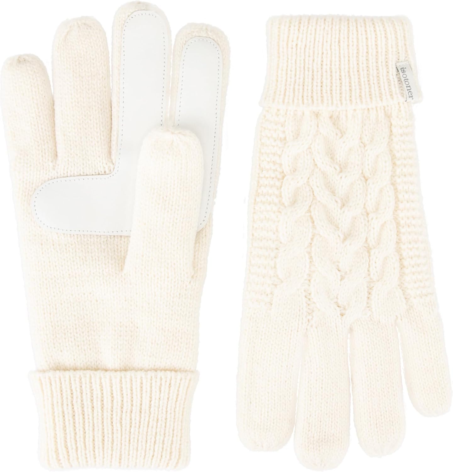 isotoner womens Touchscreen Cable Knit Sherpasoft Gloves