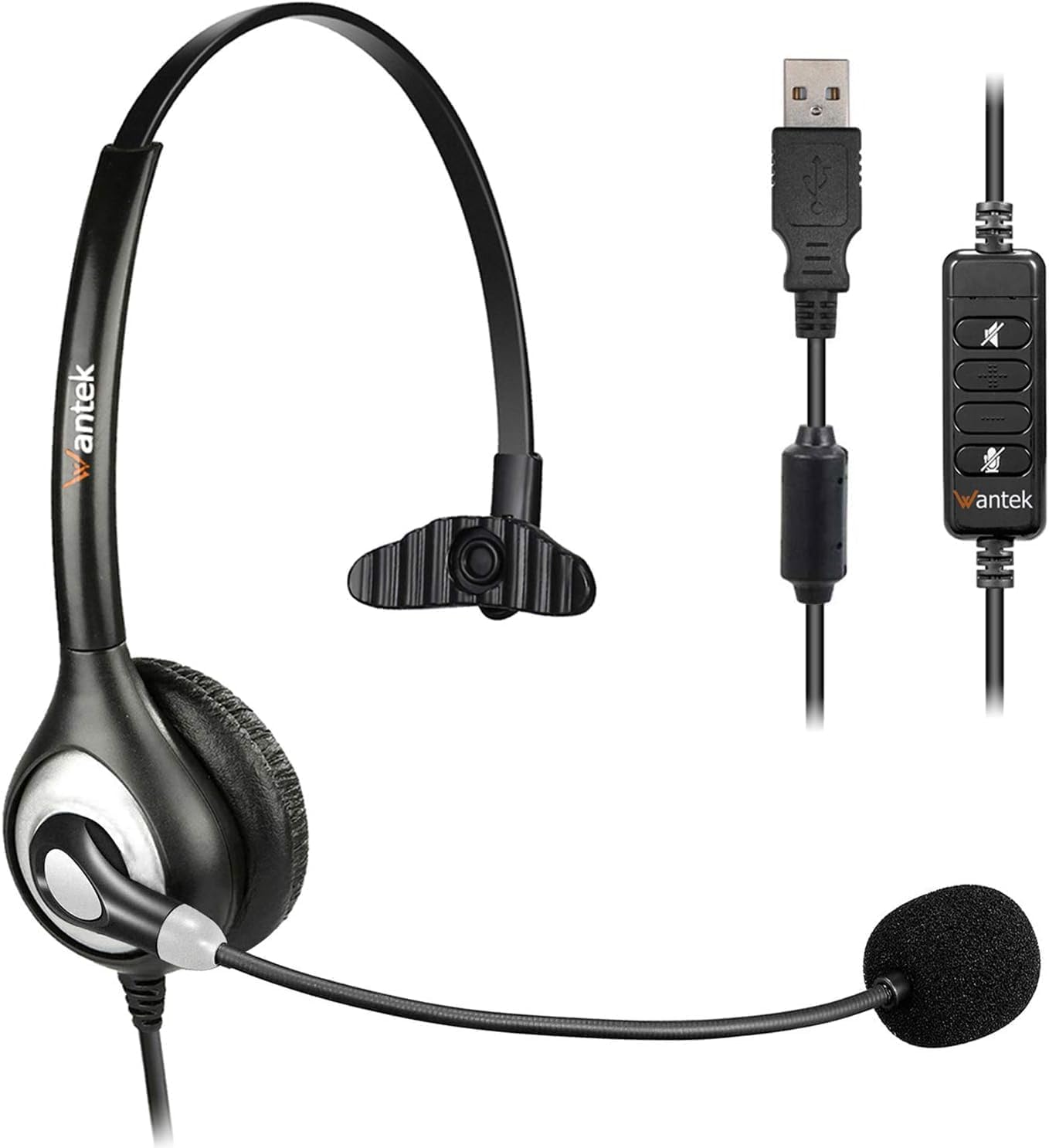 USB Headset with Microphone Noise Cancelling & Audio Controls, Computer Headphones for PC Laptop, Business, Home Office, C...