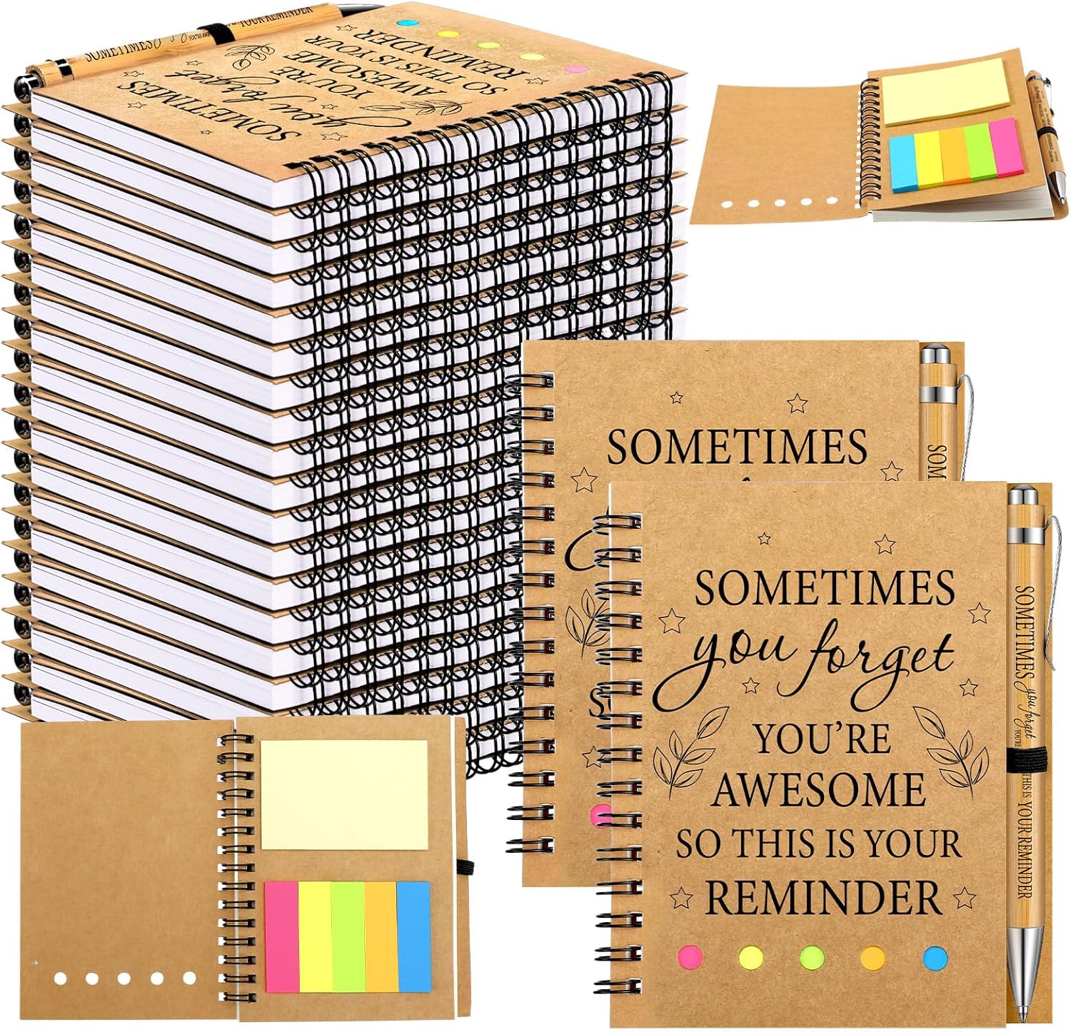Yeaqee 100 Pcs Employee Appreciation Gifts and Church Christian Gifts Set Include 50 Pcs Spiral Notebooks 50 Employee Bibl...