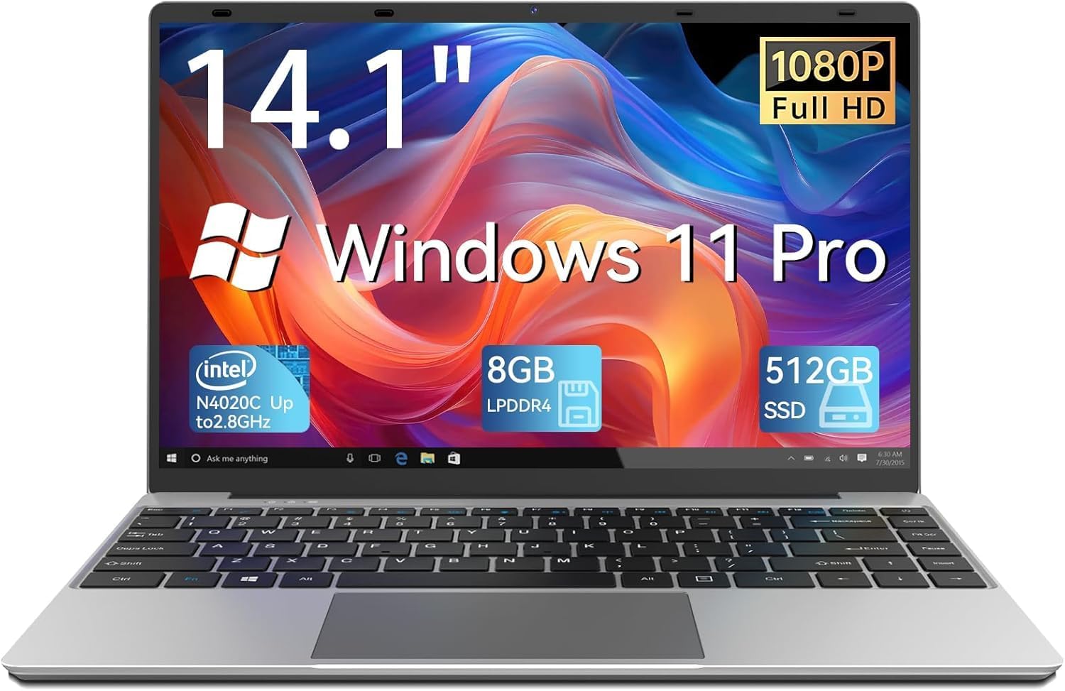 FOLINHAM 14.1 Inch Laptop,Windows 11 Pro Computer,8GB RAM 512GB SSD,Intel Celeron N4020C Processor(Beat to N4020),2K FHD D...