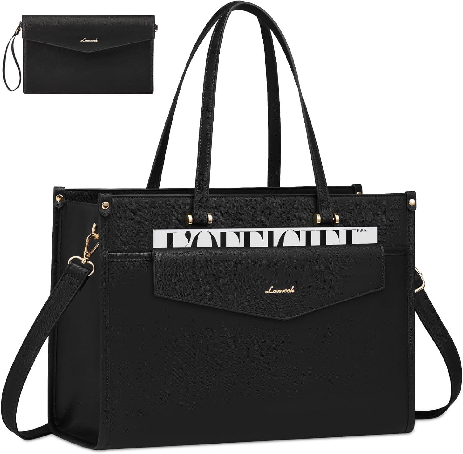 LOVEVOOK Laptop Bag for Women, 17.3'' Laptop Tote Purse 2-in-1 Professional Work Bag Business Briefcase with Clutch Purse,...