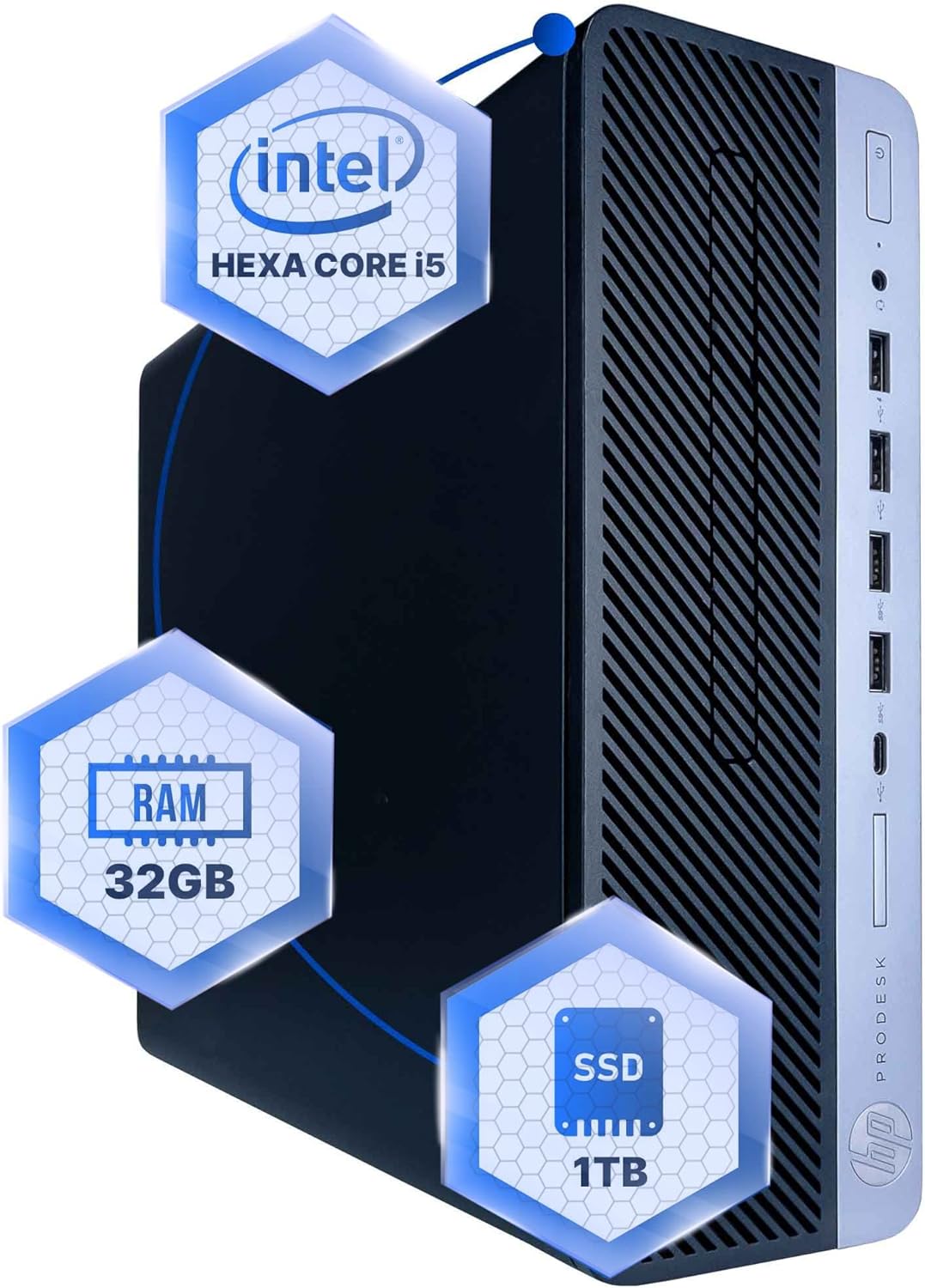 HP ProDesk 600G4 Desktop Computer | Hexa Core Intel i5 (3.2) | 32GB DDR4 RAM | 1TB SSD Solid State | Windows 11 Profession...