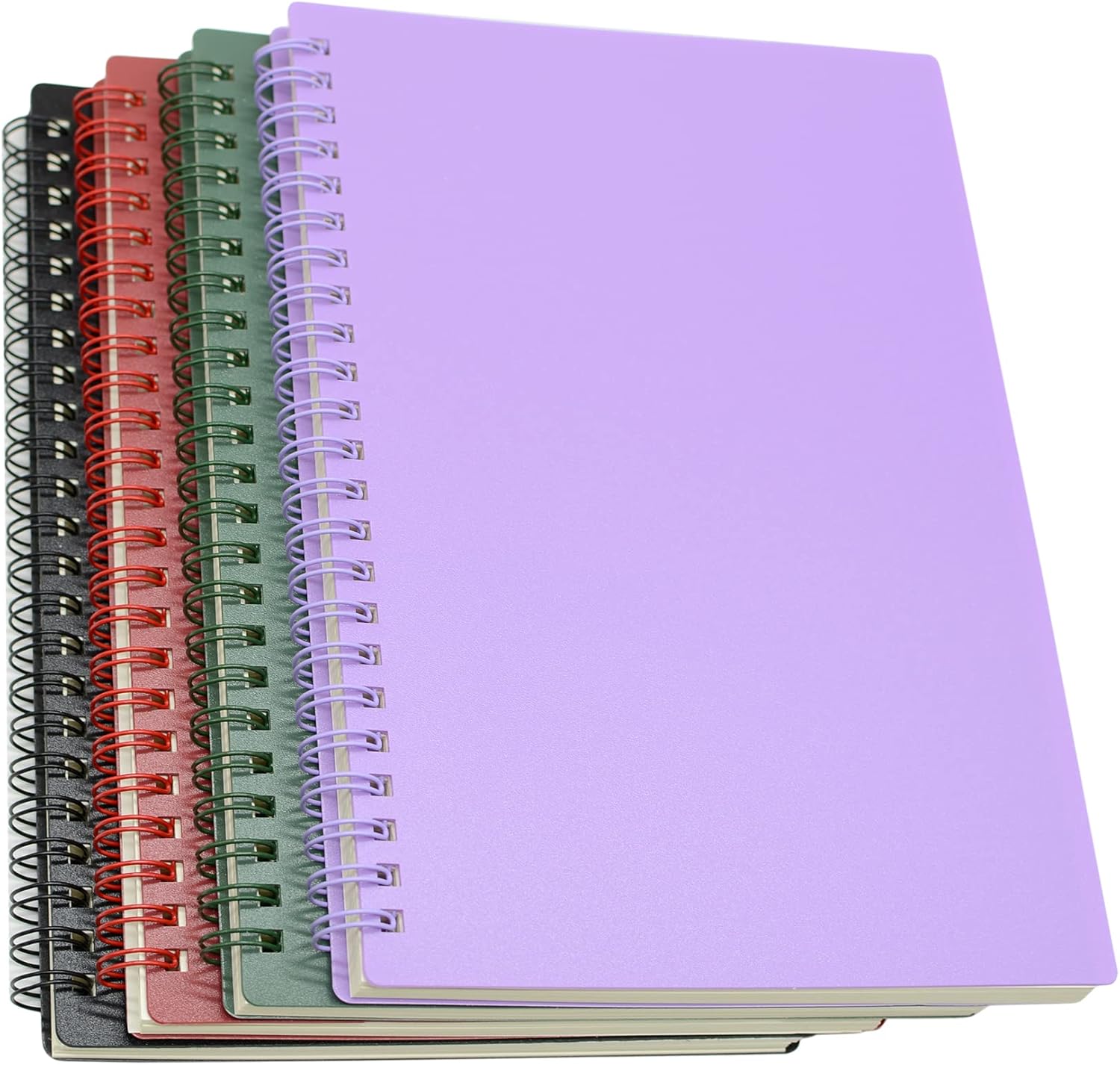 Yansanido Spiral Notebook, 4 Pcs 10.5 Inch x 7.45 Inch B5 Thick Plastic Hardcover 7mm College Ruled 4 Color 80 Sheets -160...