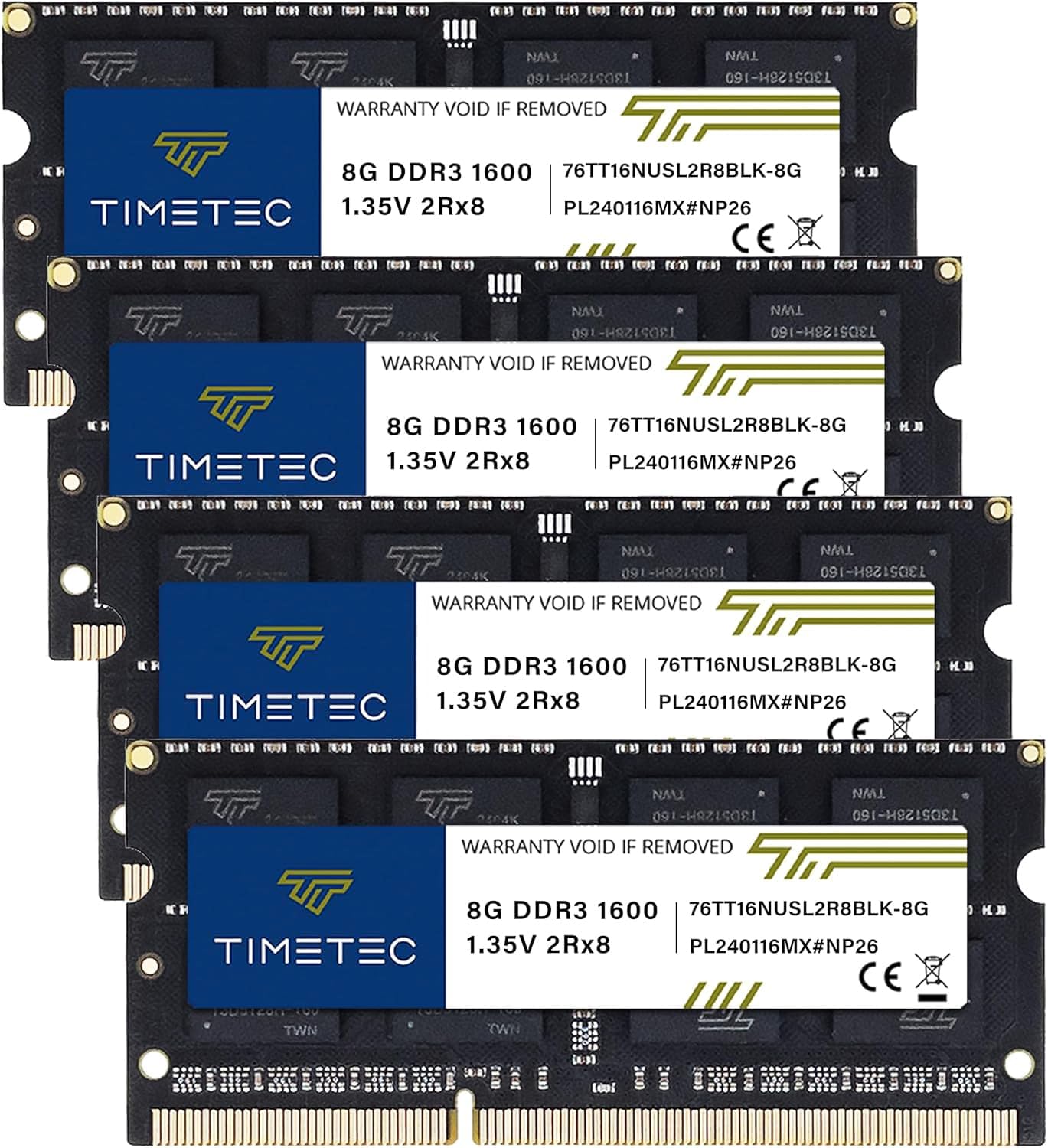 Timetec 80GB KIT(10x8GB) DDR3L / DDR3 1600MHz (DDR3L-1600) PC3L-12800 / PC3-12800 Non-ECC Unbuffered 1.35V/1.5V CL11 2Rx8 ...