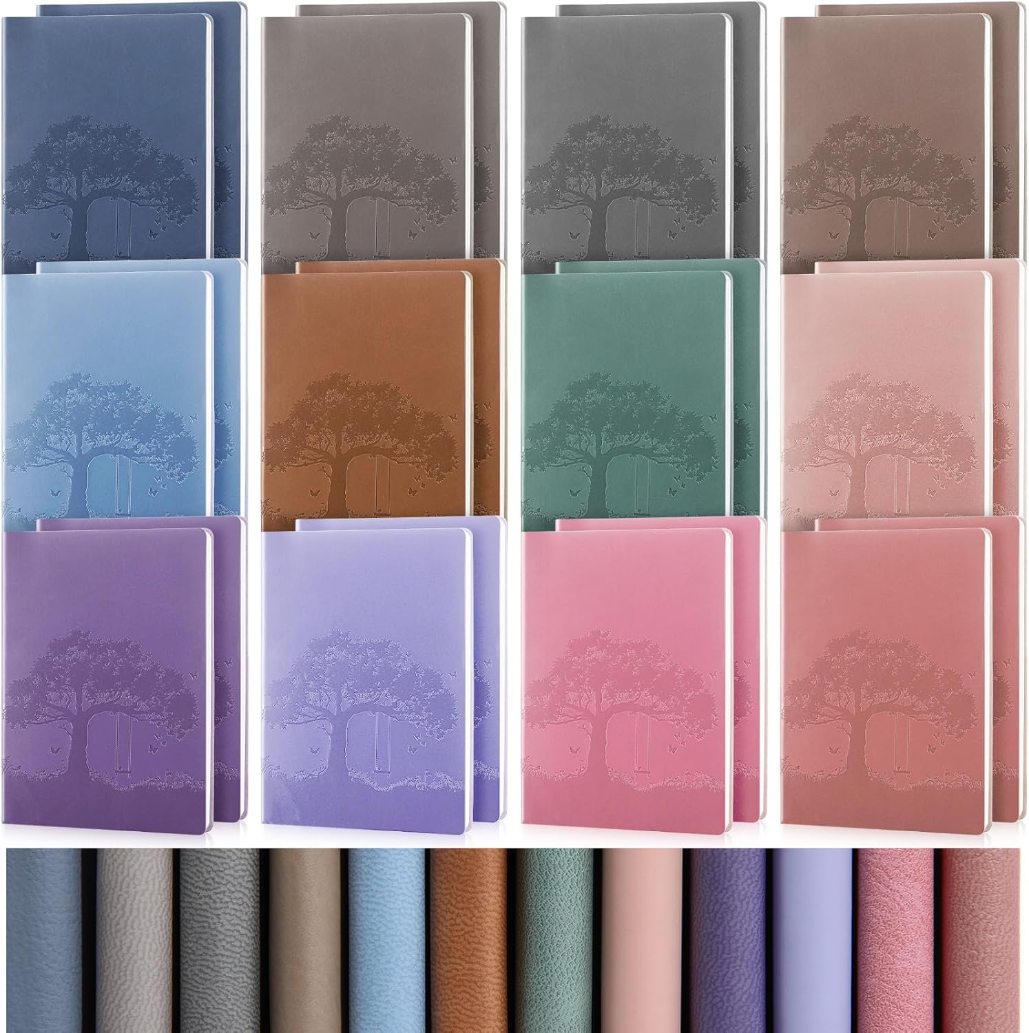 TaoBary 24 Pcs A5 PU Leather Journals Bulk Colorful Tree Lined Journal Notebook Soft PU Leather Cover Ruled Writing Notebo...
