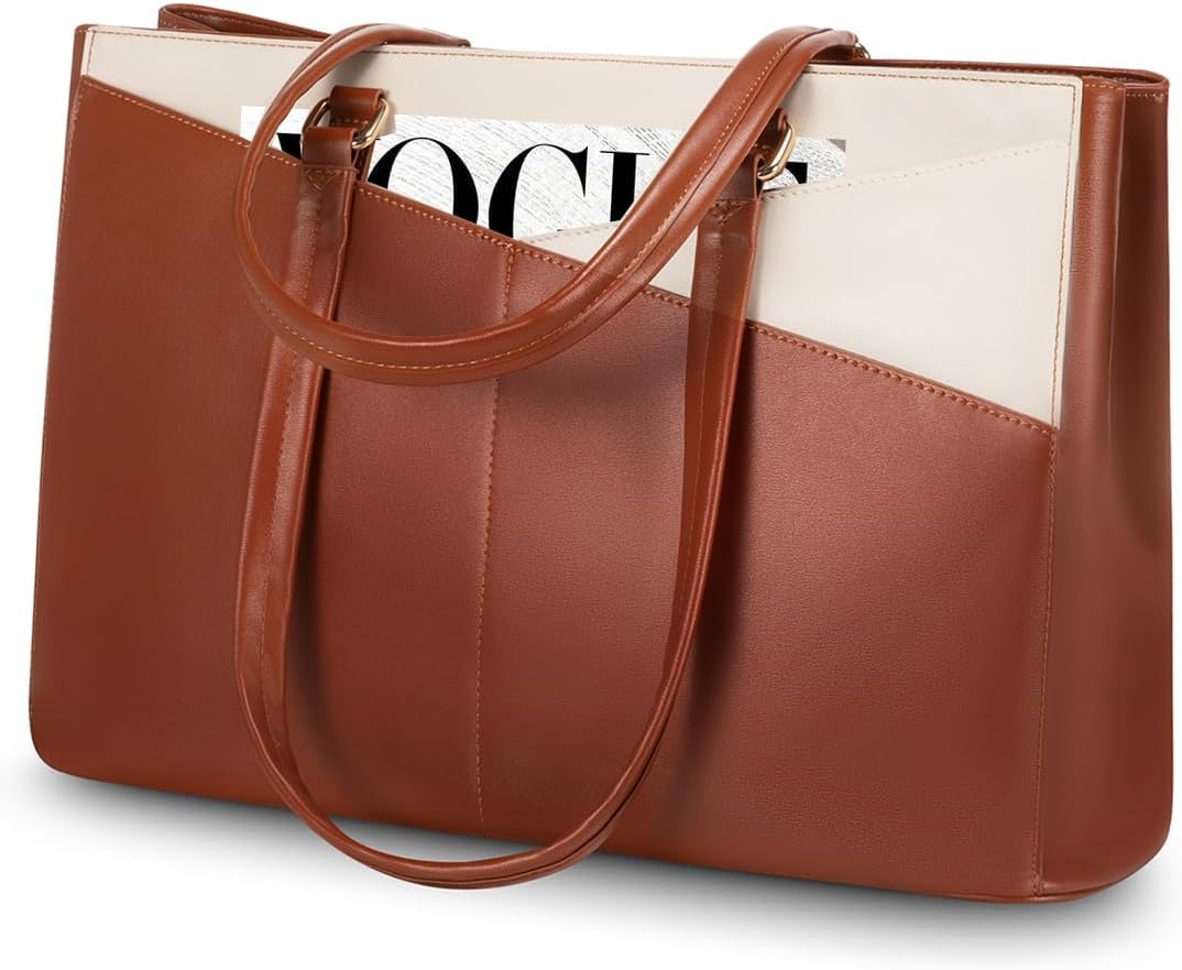LOVEVOOK Laptop Bag for Women 15.6 Inch Tote Bags Waterproof Leather Briefcase Computer Women Business Office Work Bag,Vin...