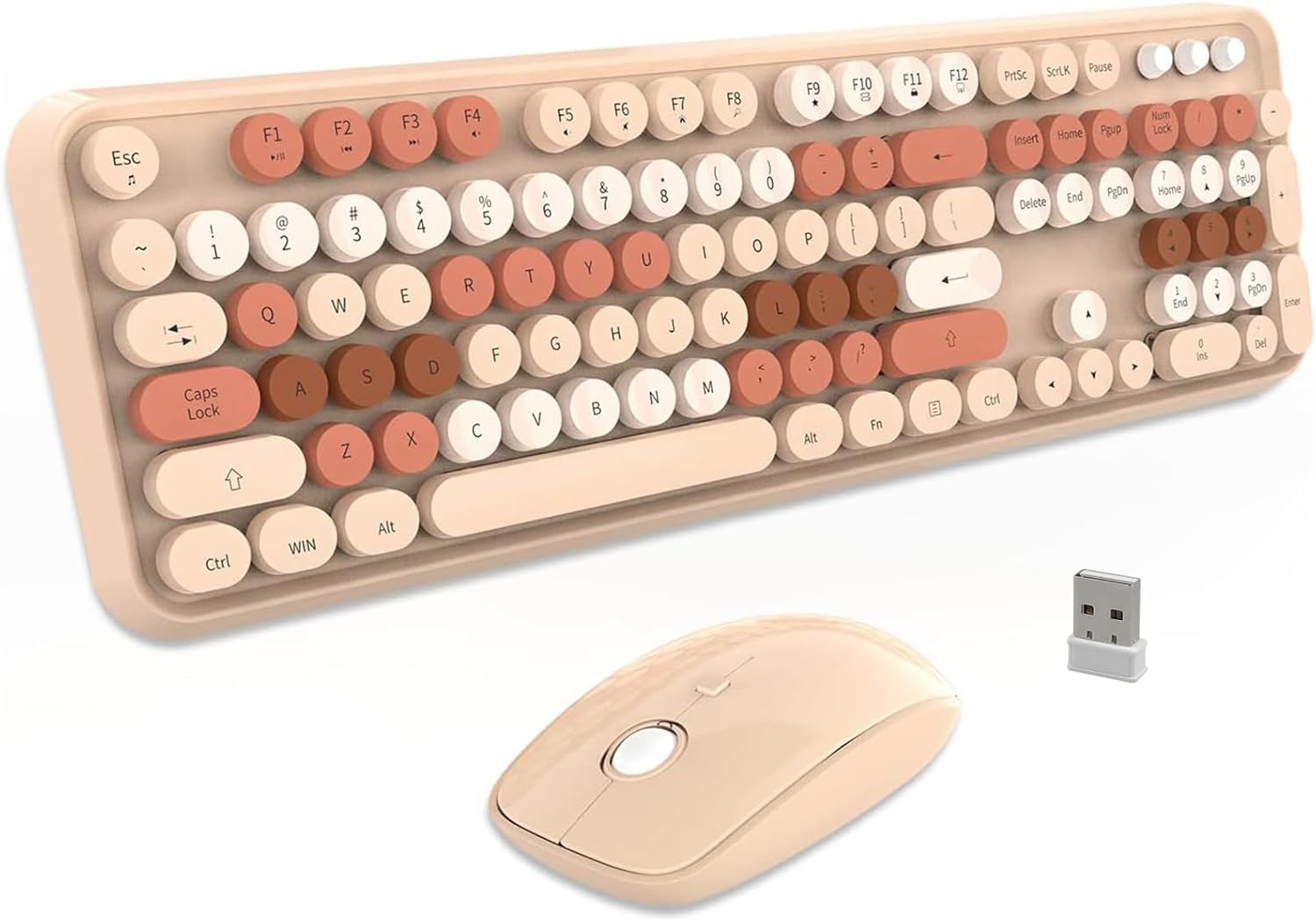 FOPETT 2.4GHz Wireless Keyboard and Mouse Set with Switch Button - Full-Size Keyboard - Compatible for Windows/Laptop/PC/N...