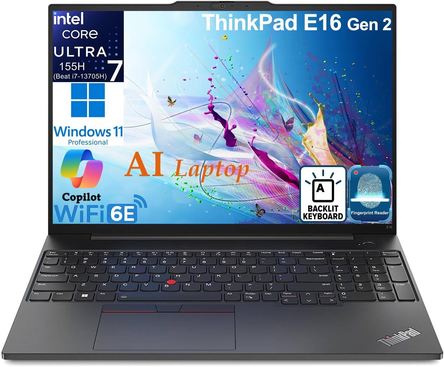Lenovo ThinkPad E16 G2 Business Laptop Computer, Intel 16-Core Ultra 7 155H (Beat i7-13705H), 64GB DDR5 RAM, 2TB PCIe SSD,...