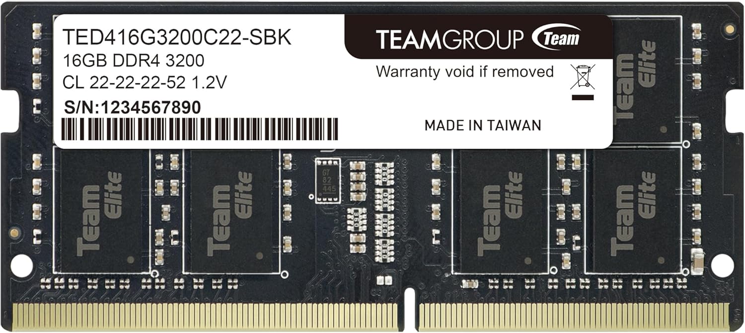 TEAMGROUP Elite DDR4 32GB Kit (2 x 16GB) 3200MHz PC4-25600 CL22 (2933MHz or 2666MHz)Unbuffered Non-ECC 1.2V SODIMM 260-Pin...