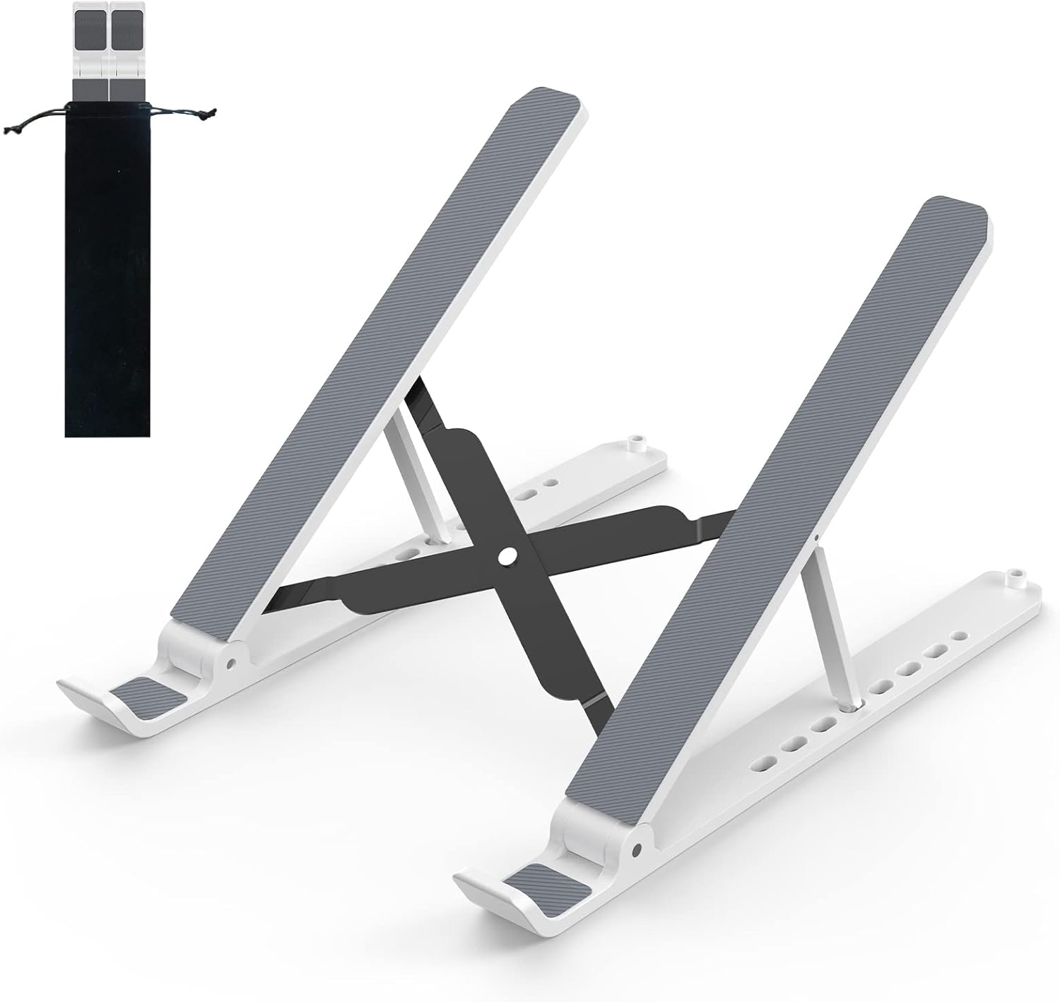 Tonmom Laptop Stand for Desk, Adjustable Laptop Riser ABS+Silicone Foldable Portable Notebook Holder, Ventilated Cooling N...